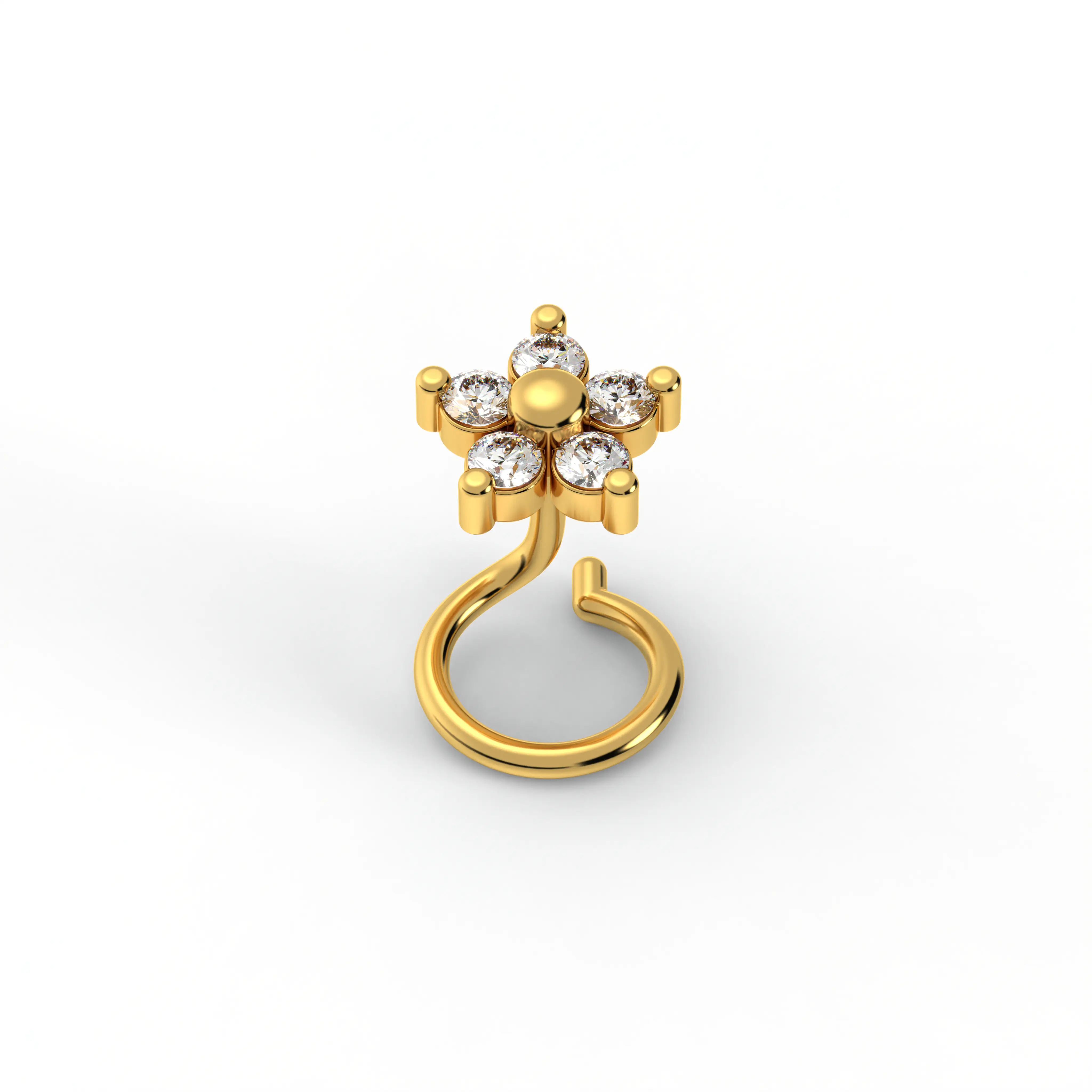 Lab-Grown Diamond Nose Pin in 22K Yellow Gold – 0.1 Ct, 5 Diamonds thumbnail