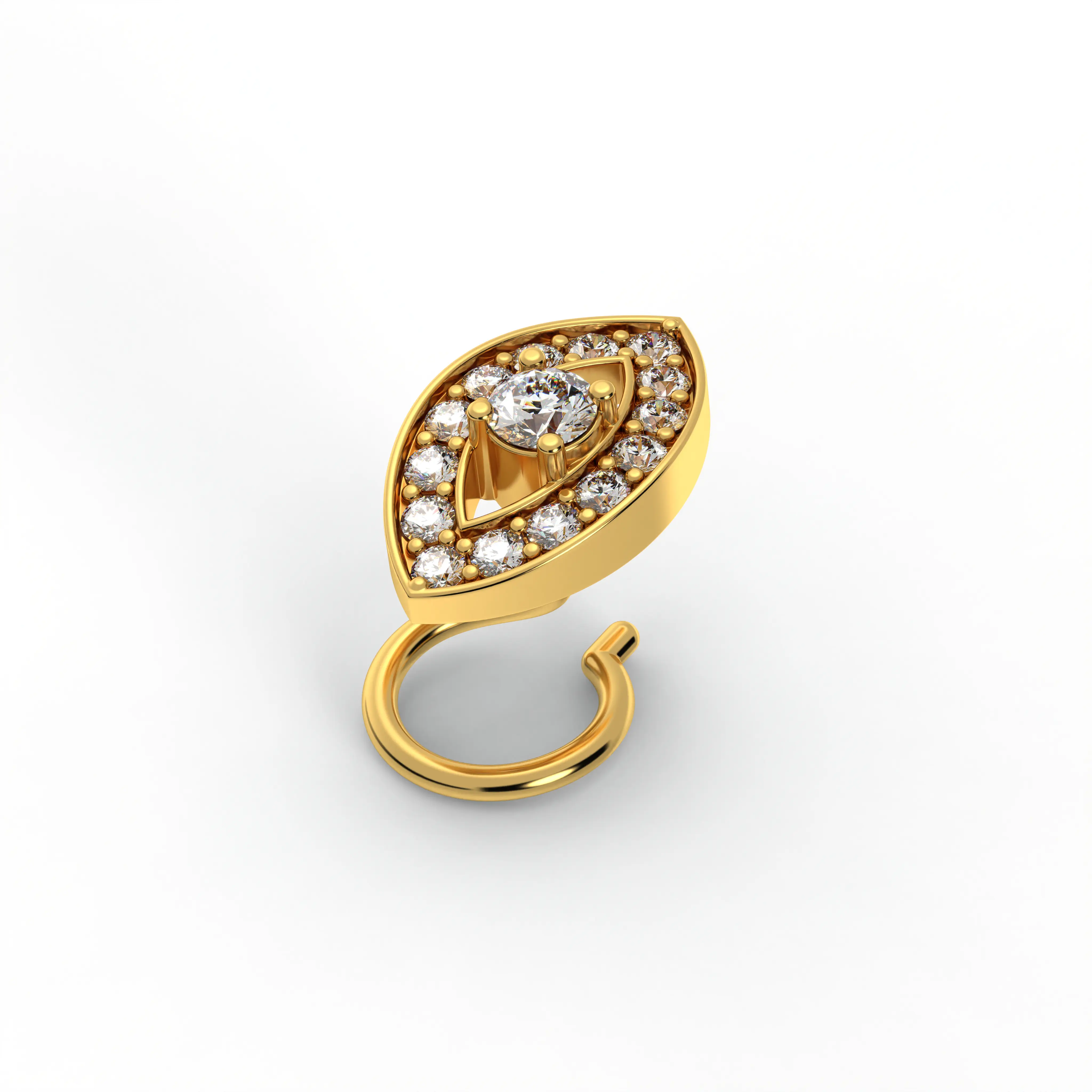 Lab-Grown Diamond Nose Pin in 22K Yellow Gold – 0.17 Ct, 15 Diamonds thumbnail