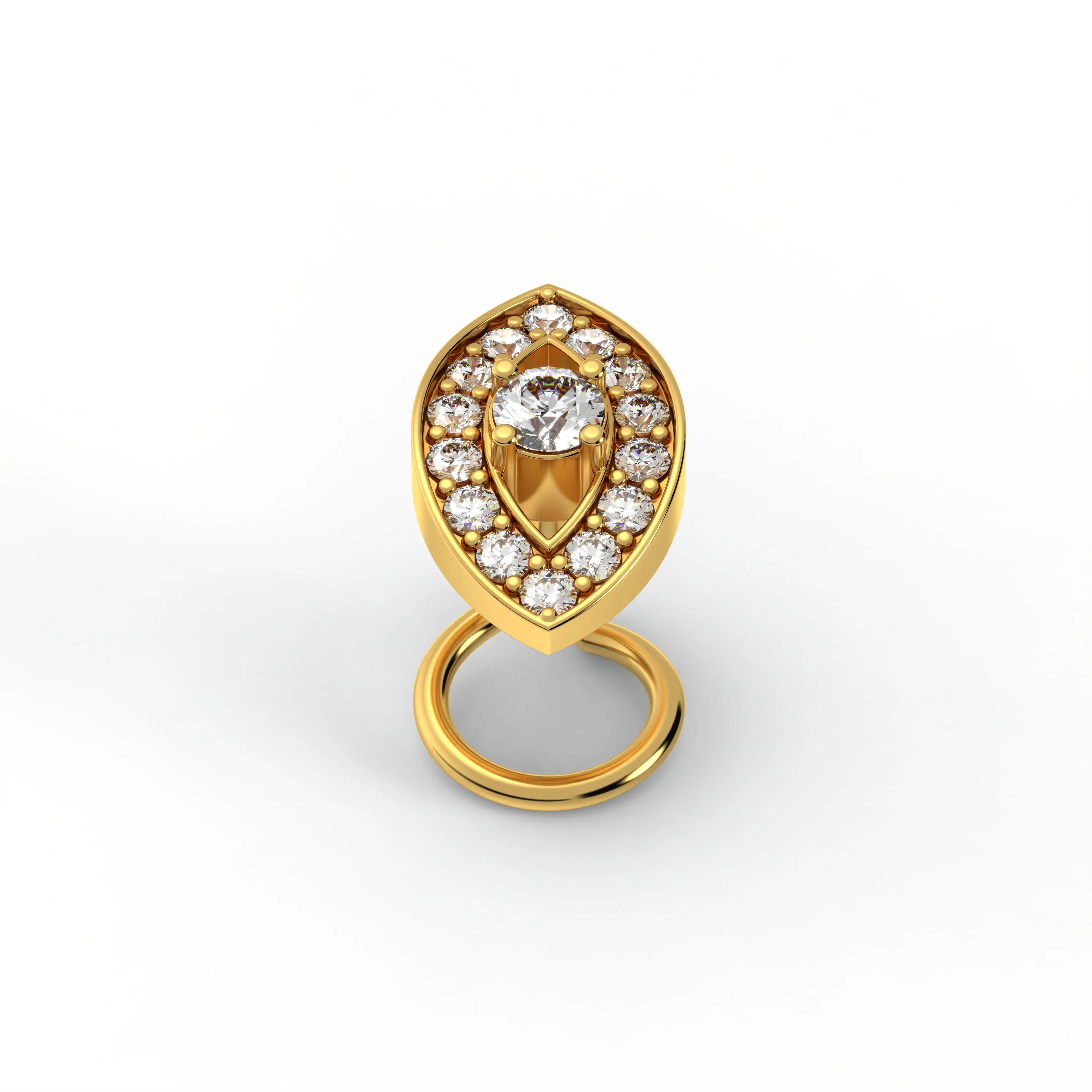 Lab-Grown Diamond Nose Pin in 22K Yellow Gold – 0.17 Ct, 15 Diamonds thumbnail