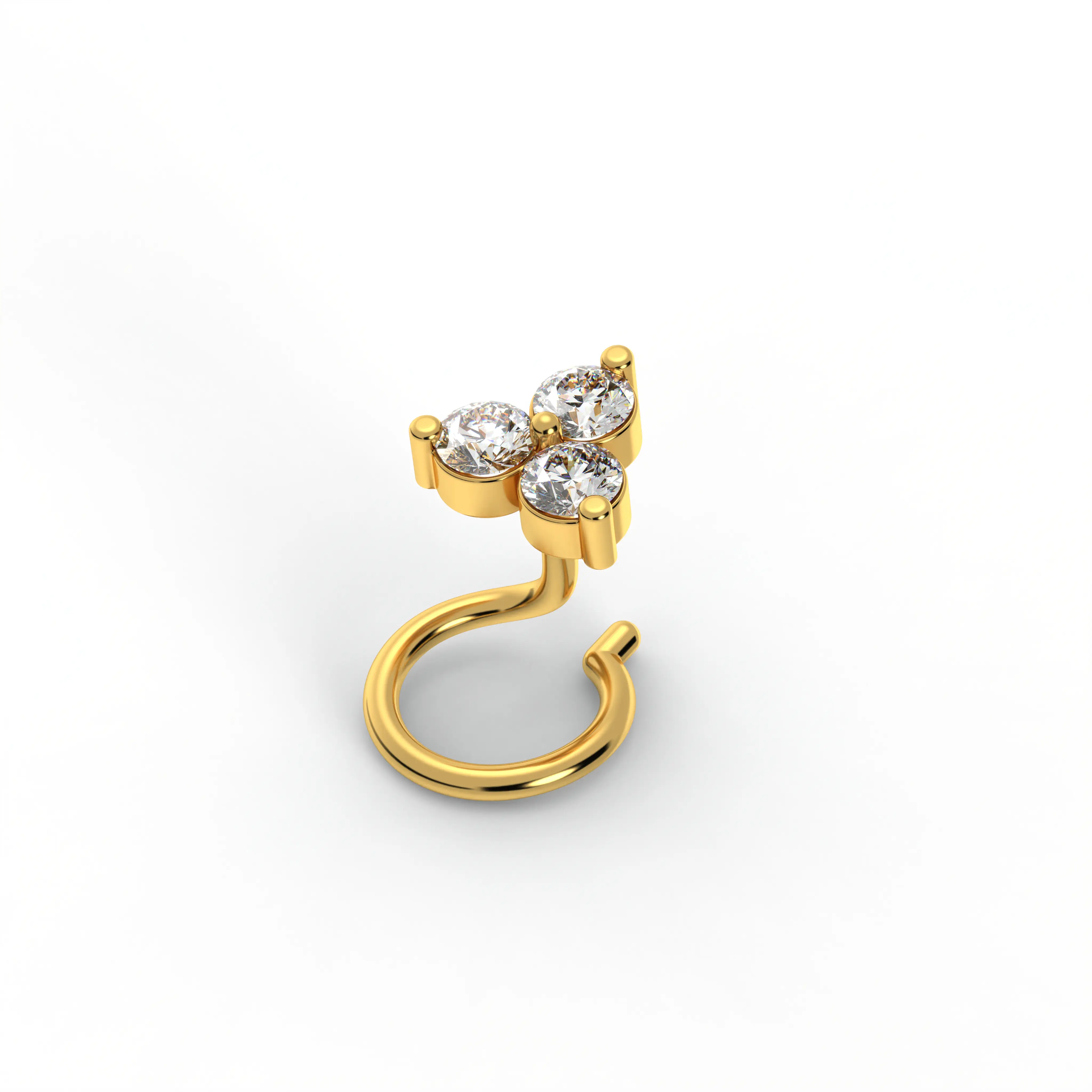 Diamond Nose Pin in 22K Yellow Gold with Lab grown diamond thumbnail