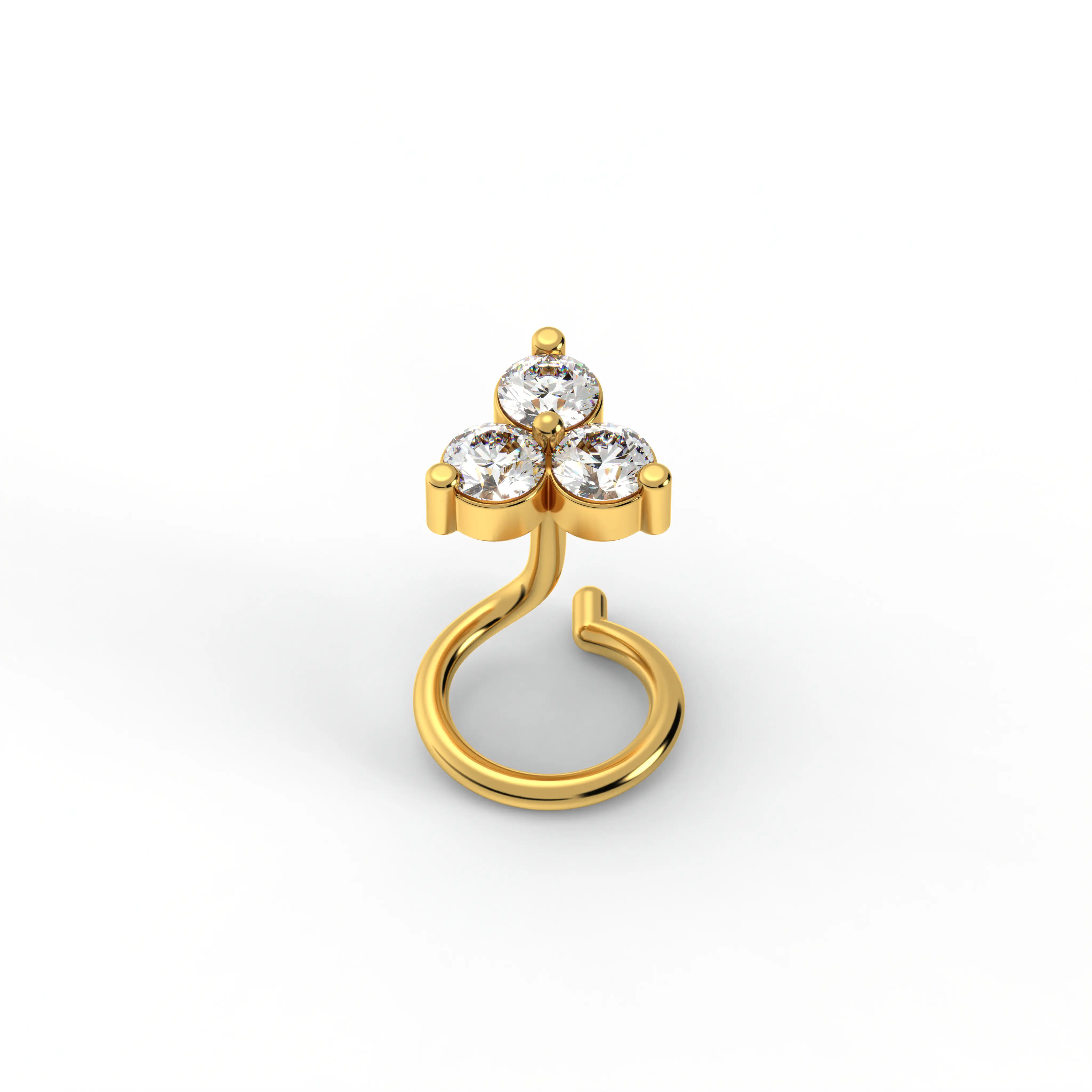 Diamond Nose Pin in 22K Yellow Gold with Lab grown diamond thumbnail