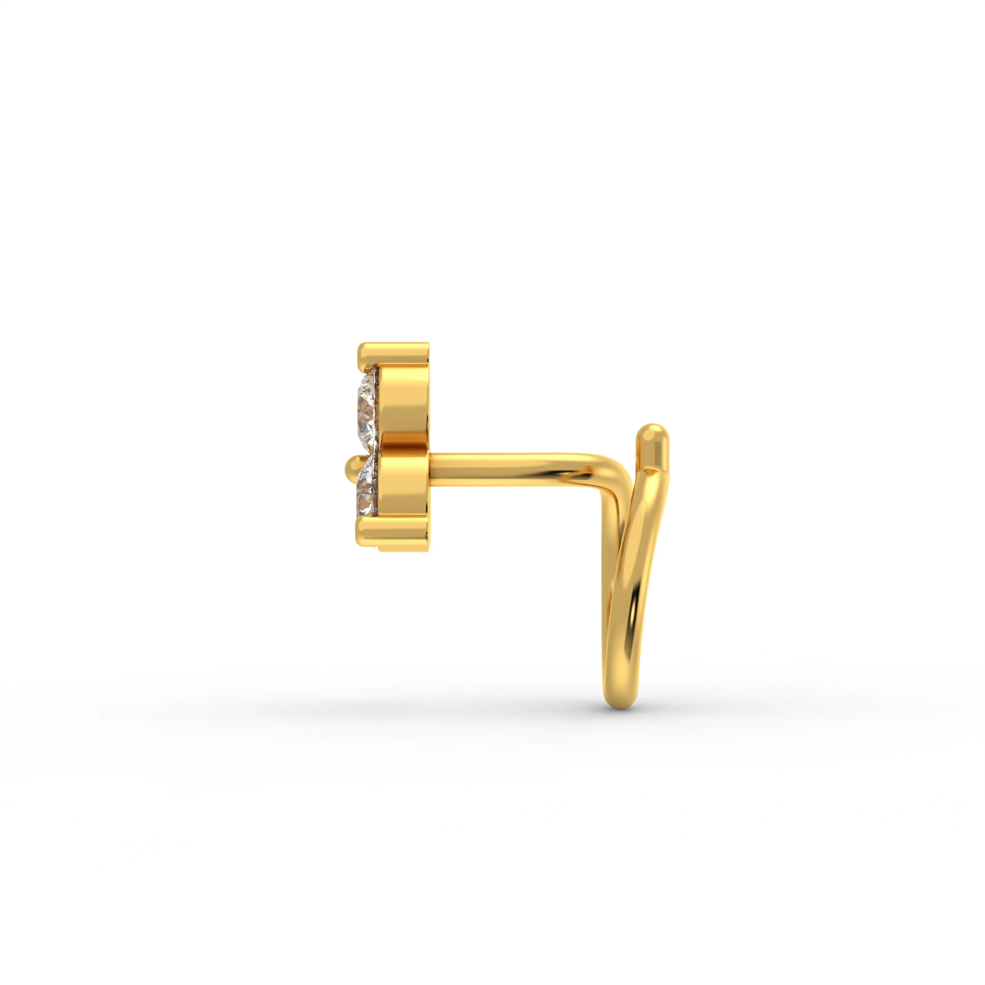 Diamond Nose Pin in 22K Yellow Gold with Lab grown diamond thumbnail