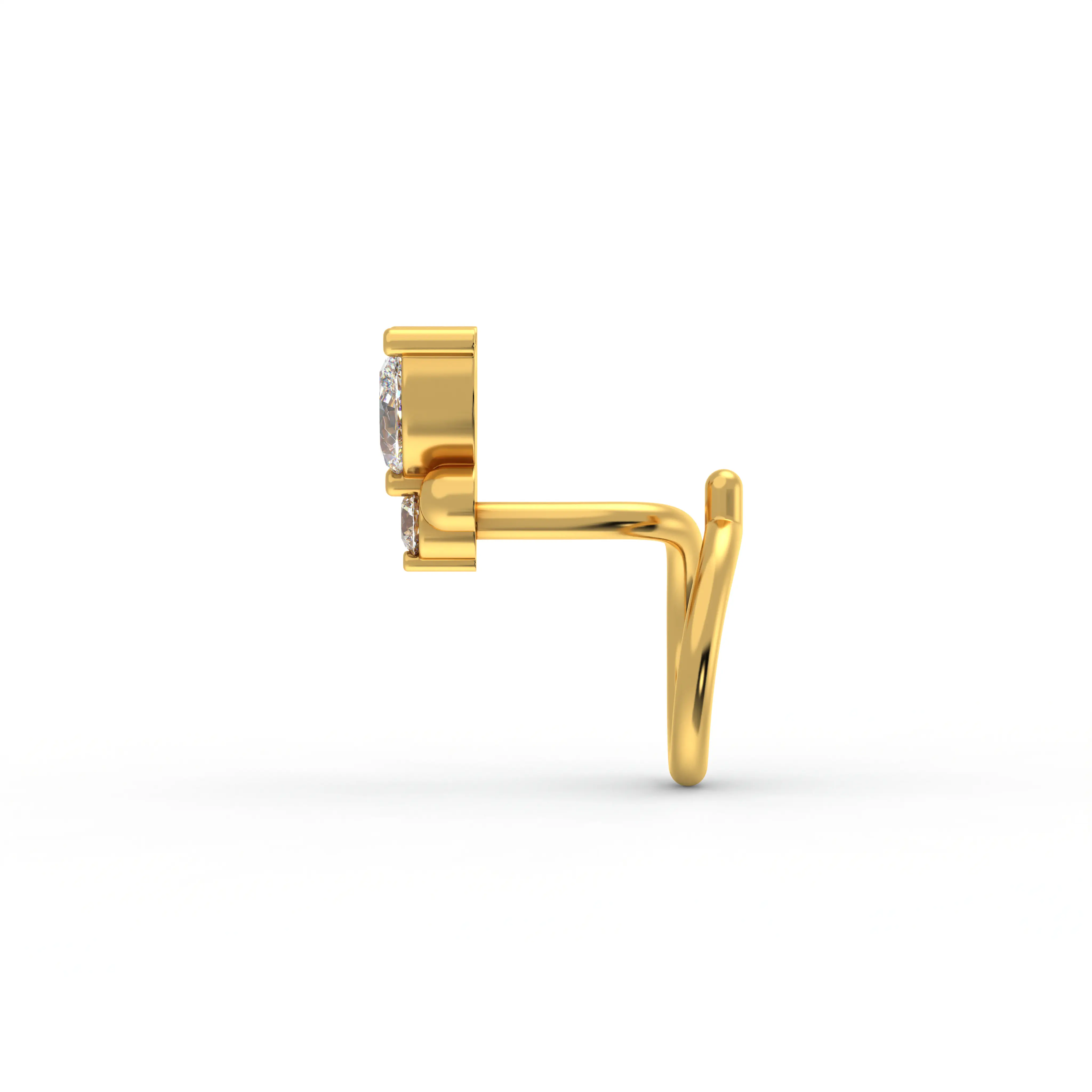 Lab-Grown Diamond Nose Pin in 22K Yellow Gold – 0.06 Ct, 3 Diamonds, 0.5 g (Design K1-78) thumbnail