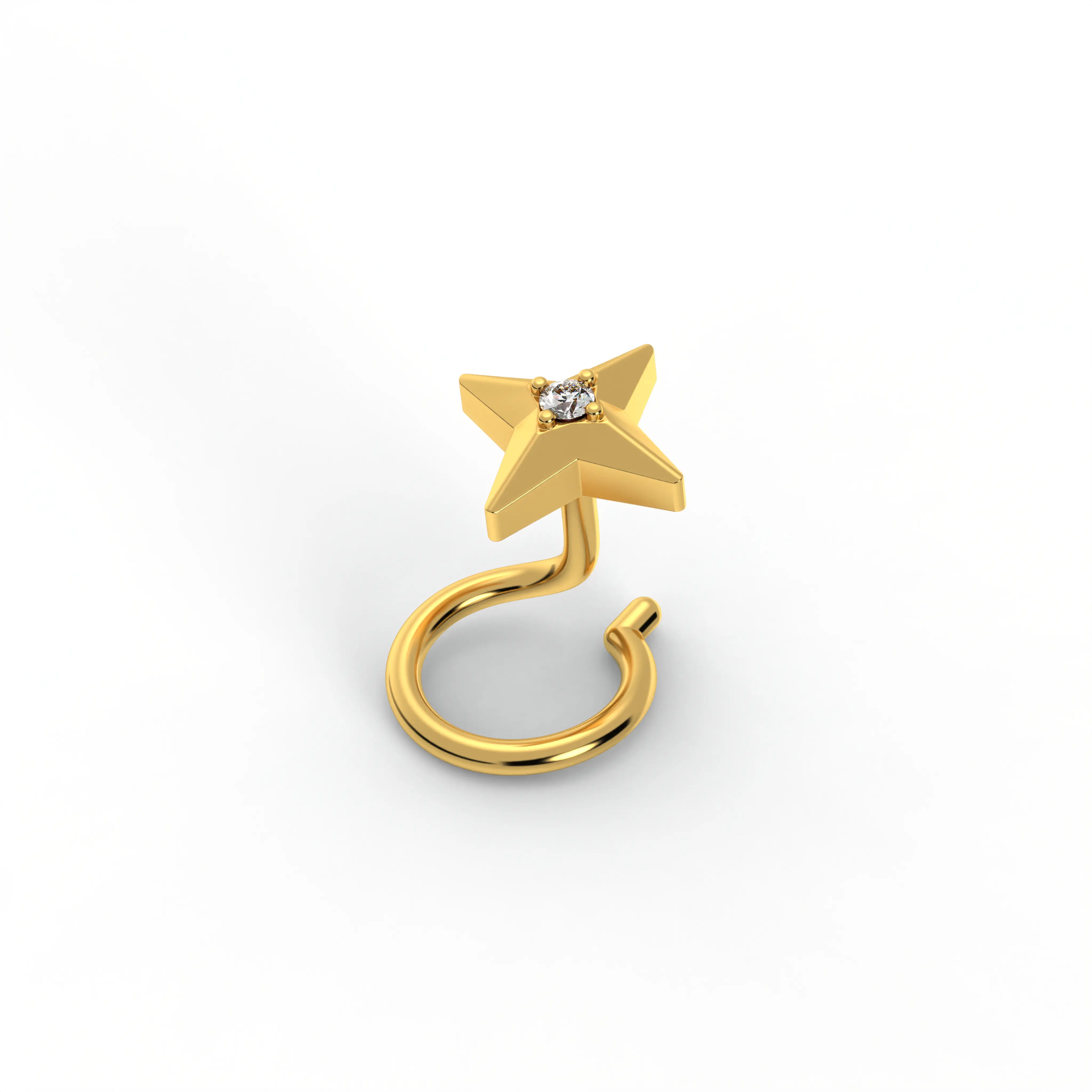 Lab-Grown Diamond Nose Pin in 22K Yellow Gold – 0.01 Ct, 0.5 g (Design K1-81) thumbnail