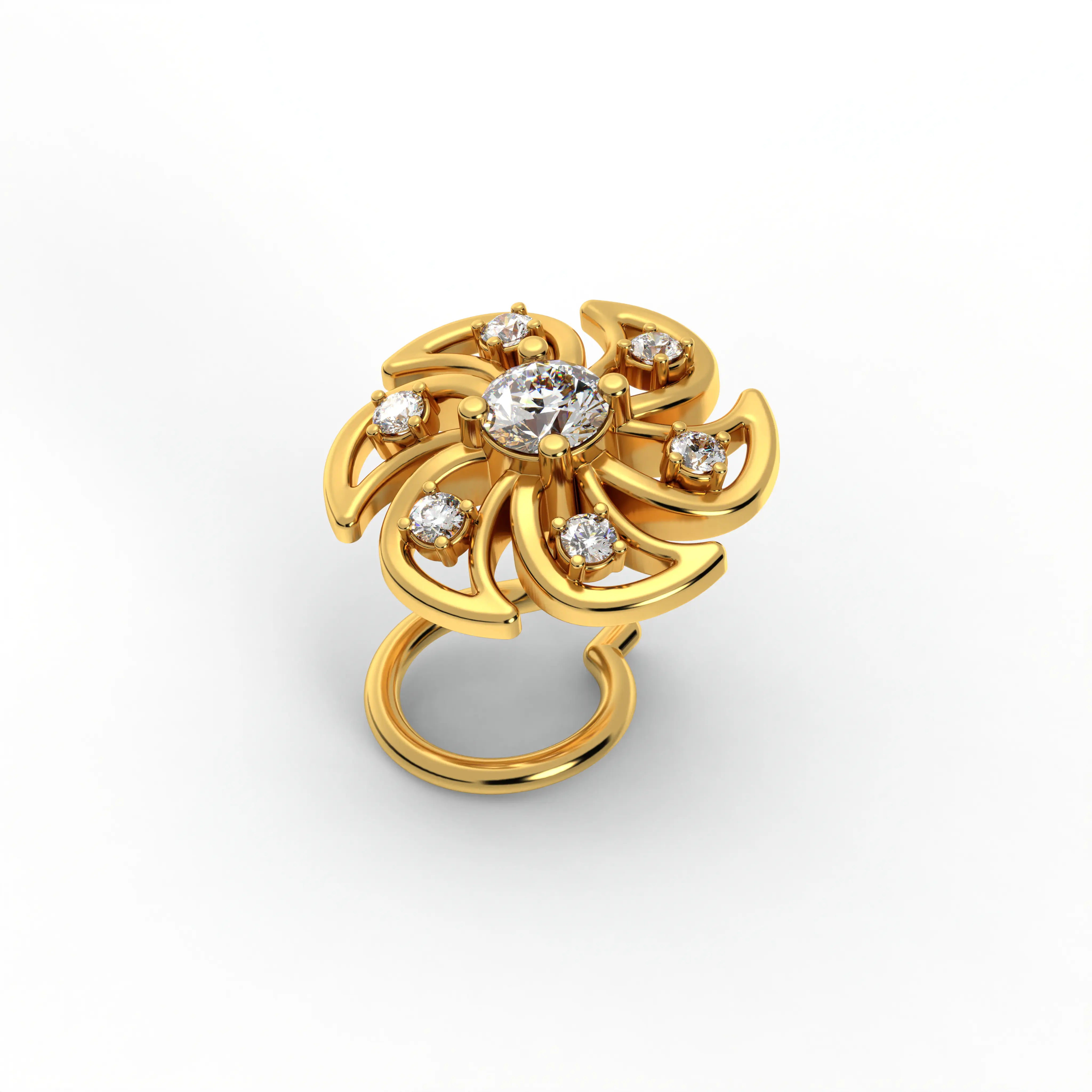 Lab-Grown Diamond Nose Pin in 22K Yellow Gold – 0.14 Ct, 7 Diamonds thumbnail