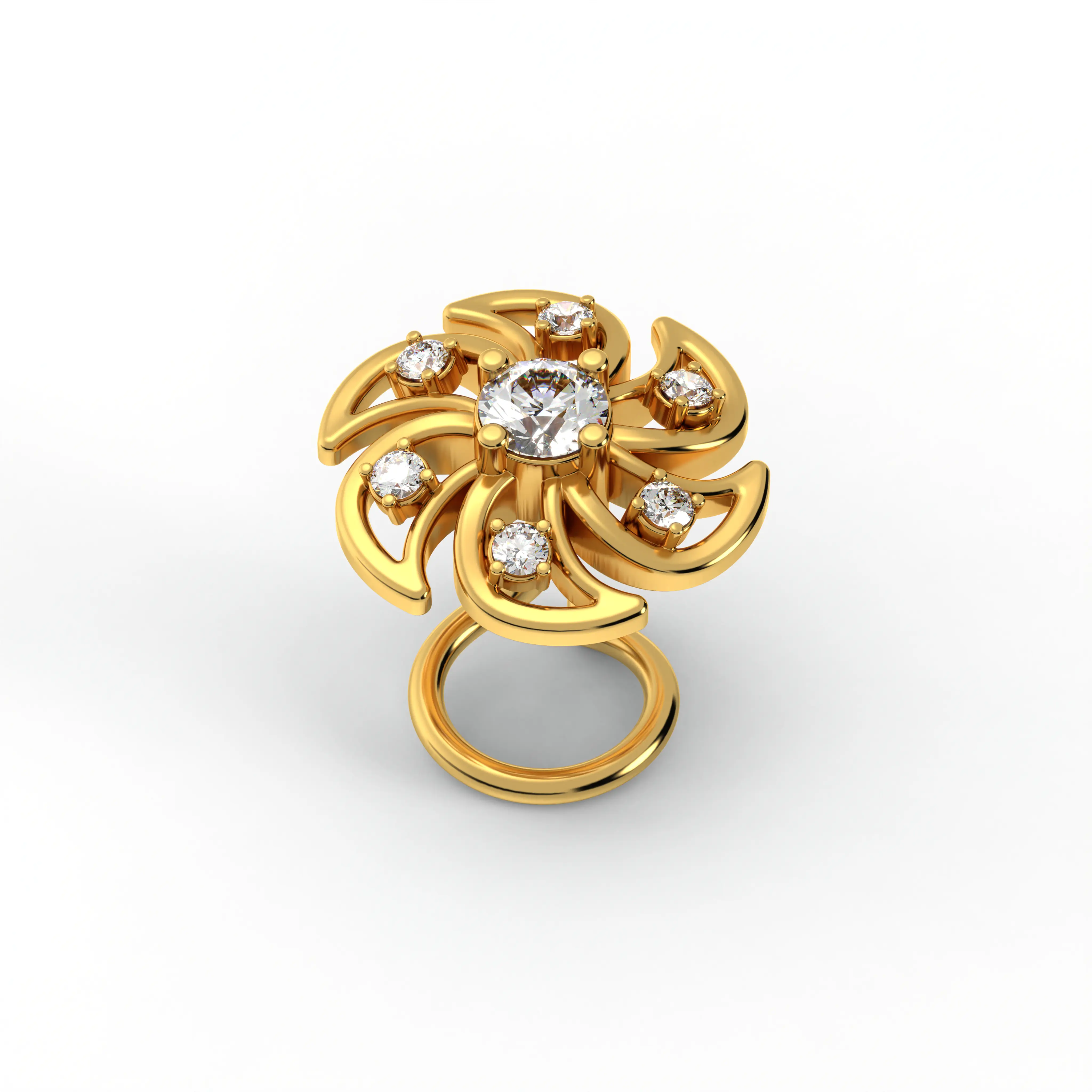 Lab-Grown Diamond Nose Pin in 22K Yellow Gold – 0.14 Ct, 7 Diamonds thumbnail