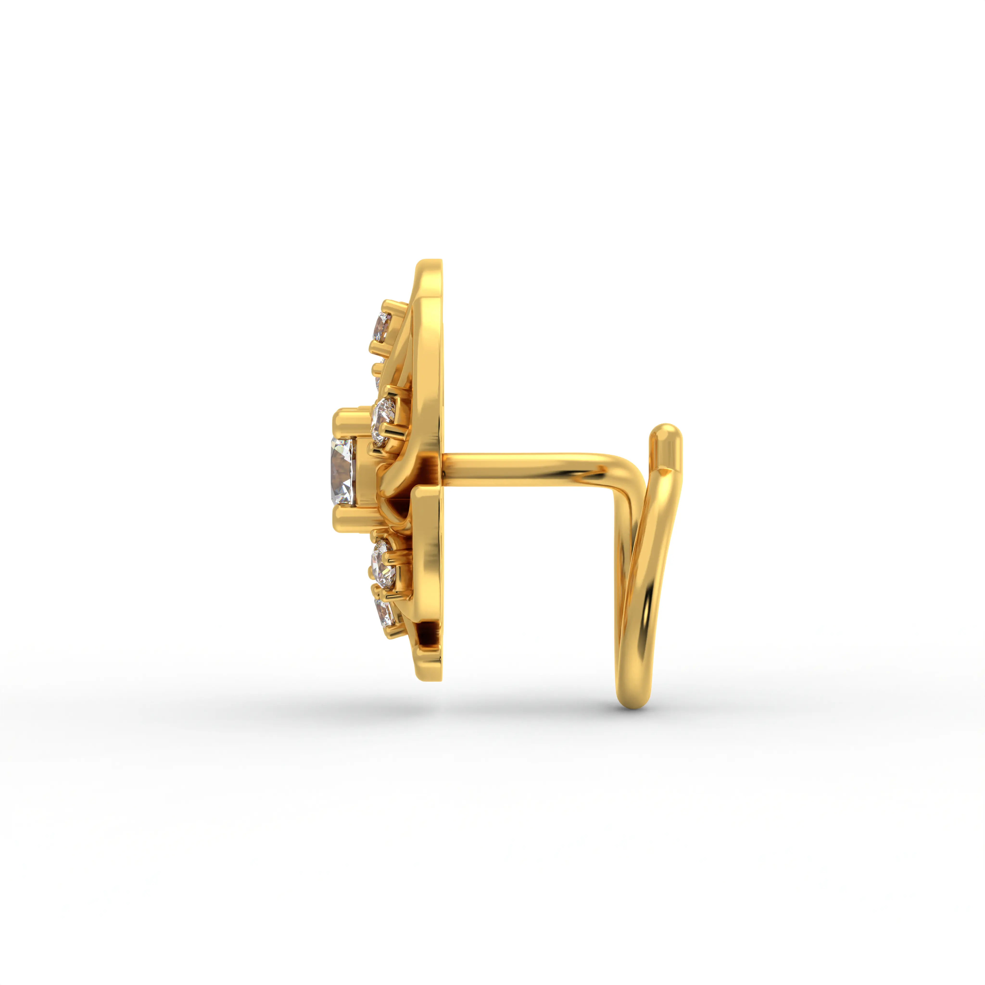 Lab-Grown Diamond Nose Pin in 22K Yellow Gold – 0.14 Ct, 7 Diamonds thumbnail