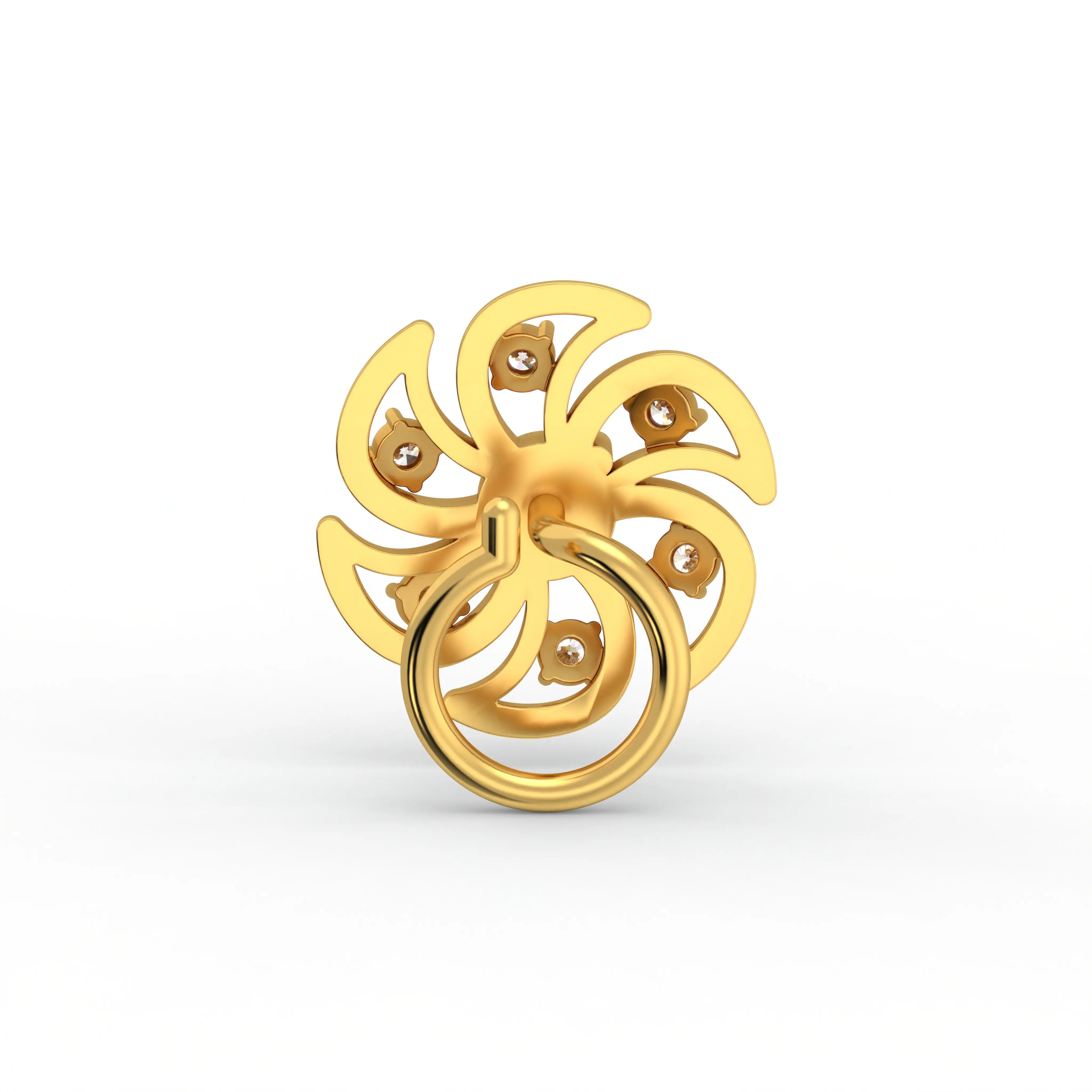 Lab-Grown Diamond Nose Pin in 22K Yellow Gold – 0.14 Ct, 7 Diamonds thumbnail
