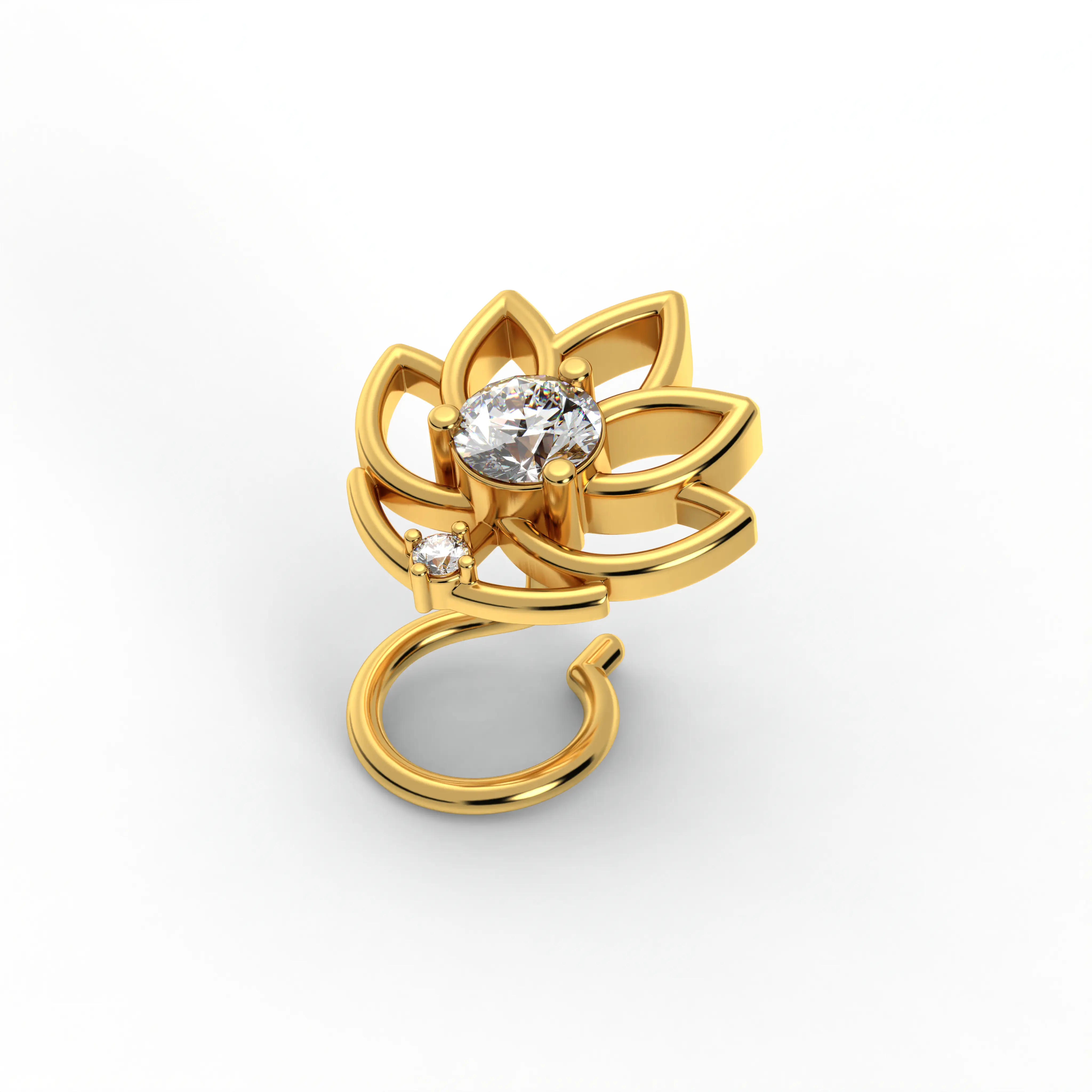 Lab-Grown Diamond Nose Pin in 22K Yellow Gold – 0.14 Ct, 2 Diamonds thumbnail