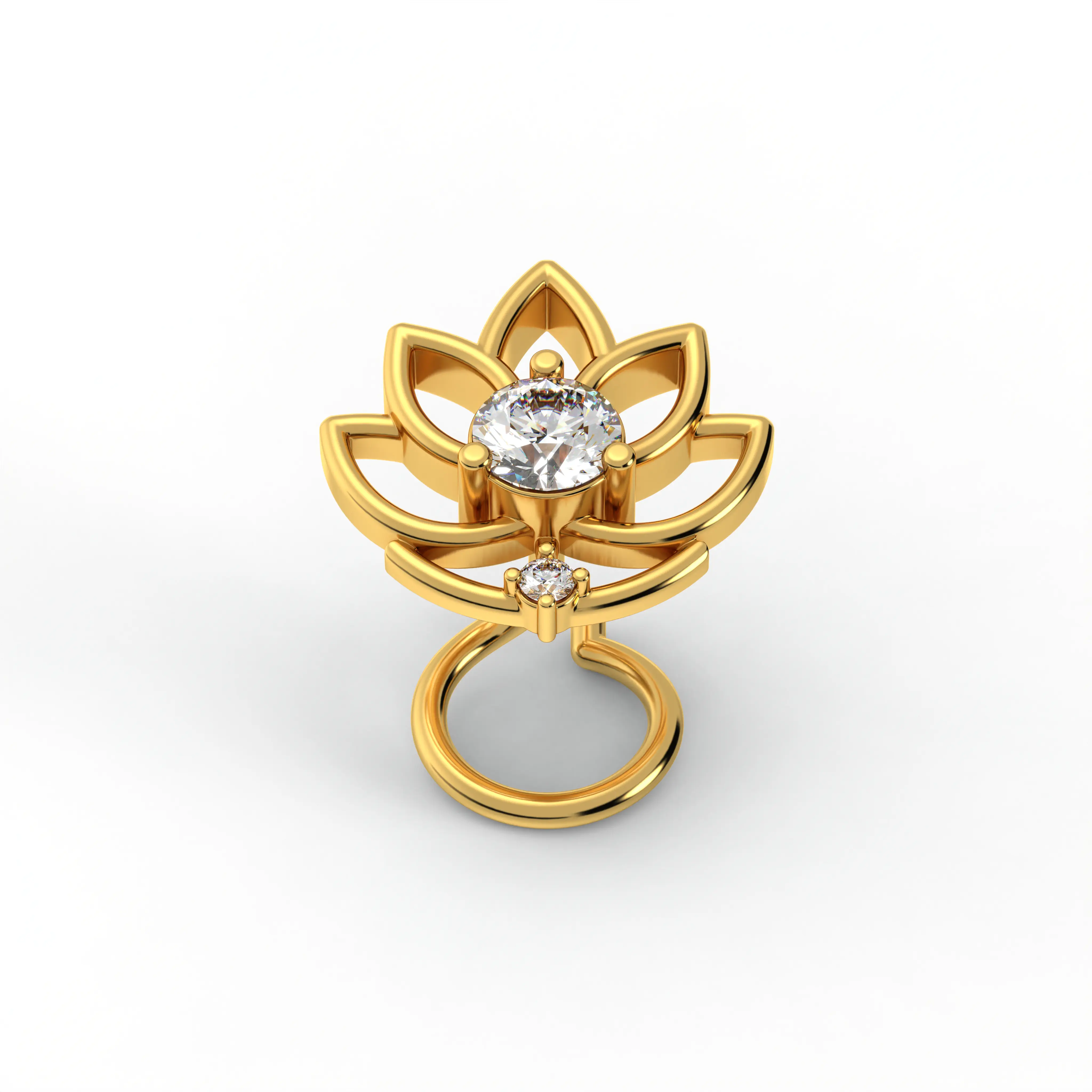 Lab-Grown Diamond Nose Pin in 22K Yellow Gold – 0.14 Ct, 2 Diamonds thumbnail