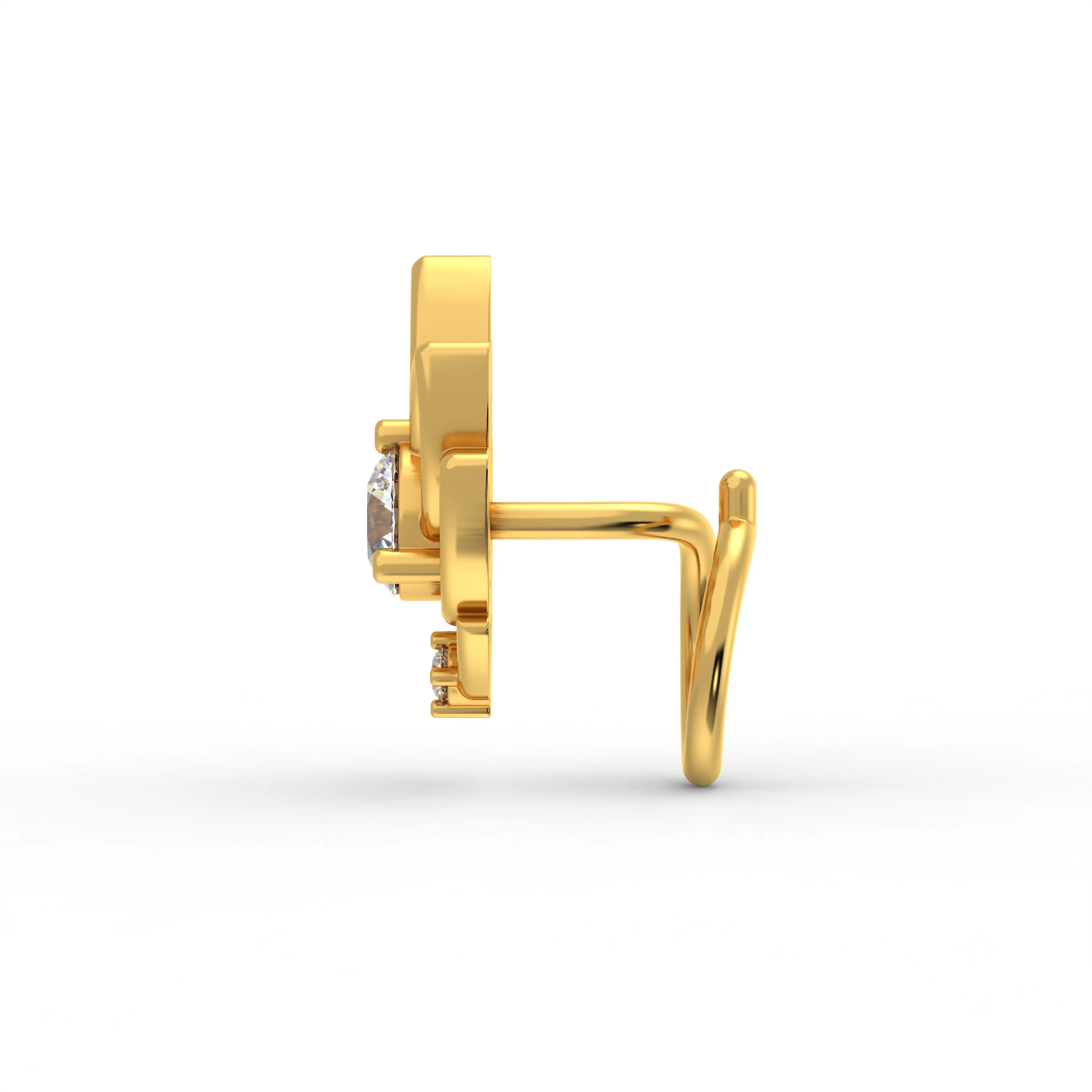 Lab-Grown Diamond Nose Pin in 22K Yellow Gold – 0.14 Ct, 2 Diamonds thumbnail