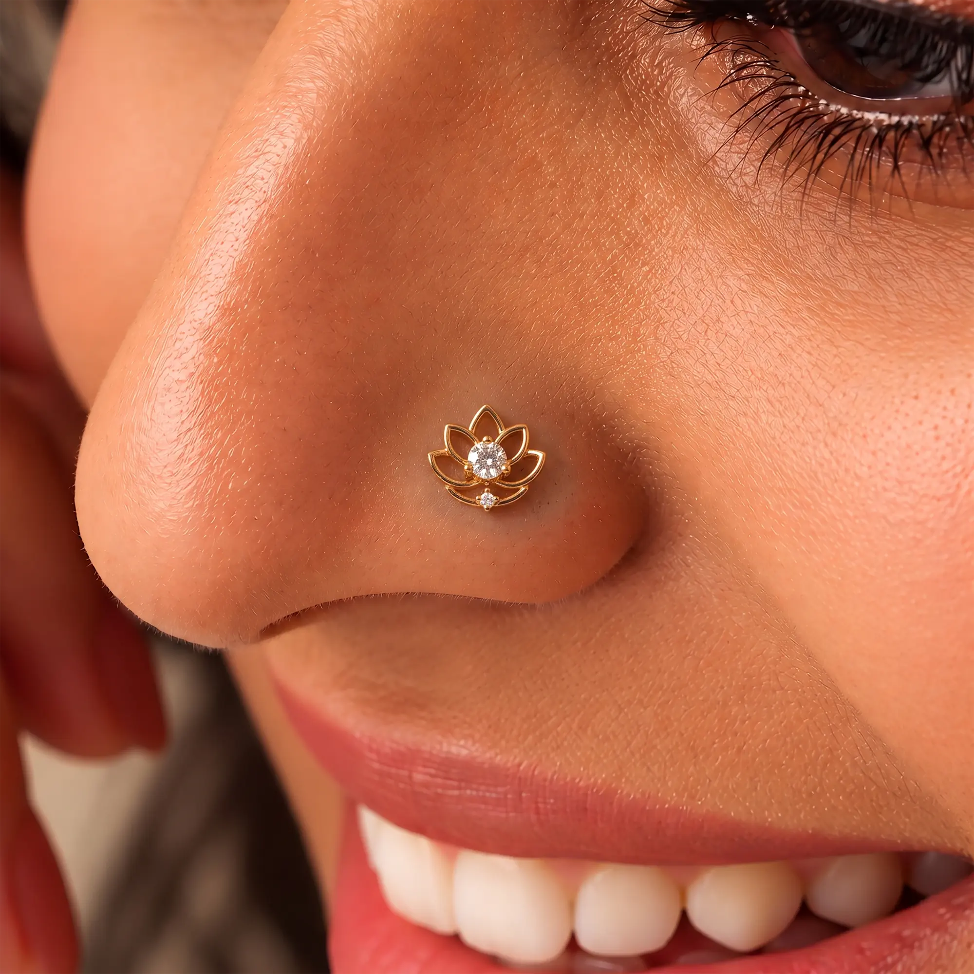Lab-Grown Diamond Nose Pin in 22K Yellow Gold – 0.14 Ct, 2 Diamonds thumbnail