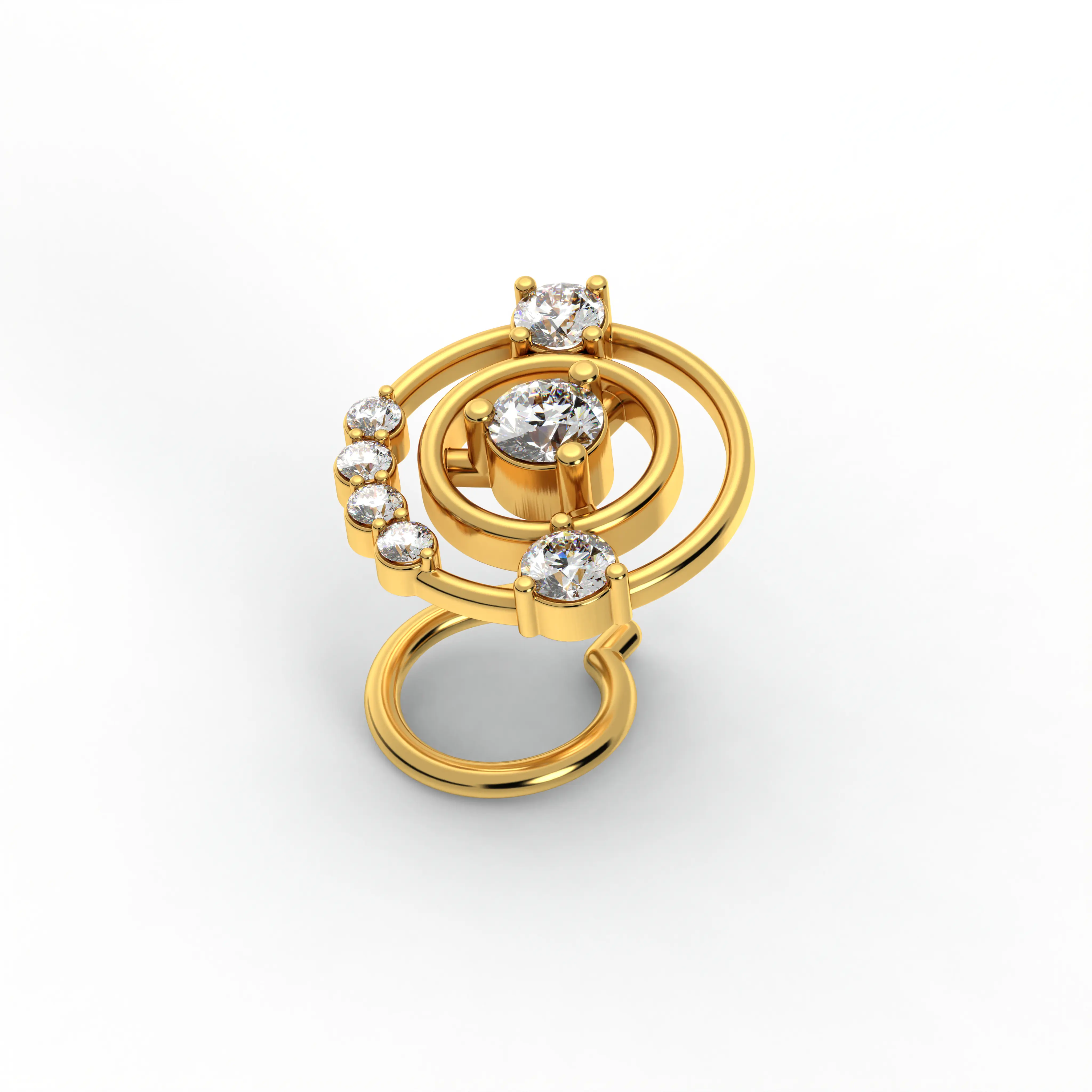 Lab-Grown Diamond Nose Pin in 22K Yellow Gold – 0.17 Ct, 7 Diamonds, 0.9 g thumbnail