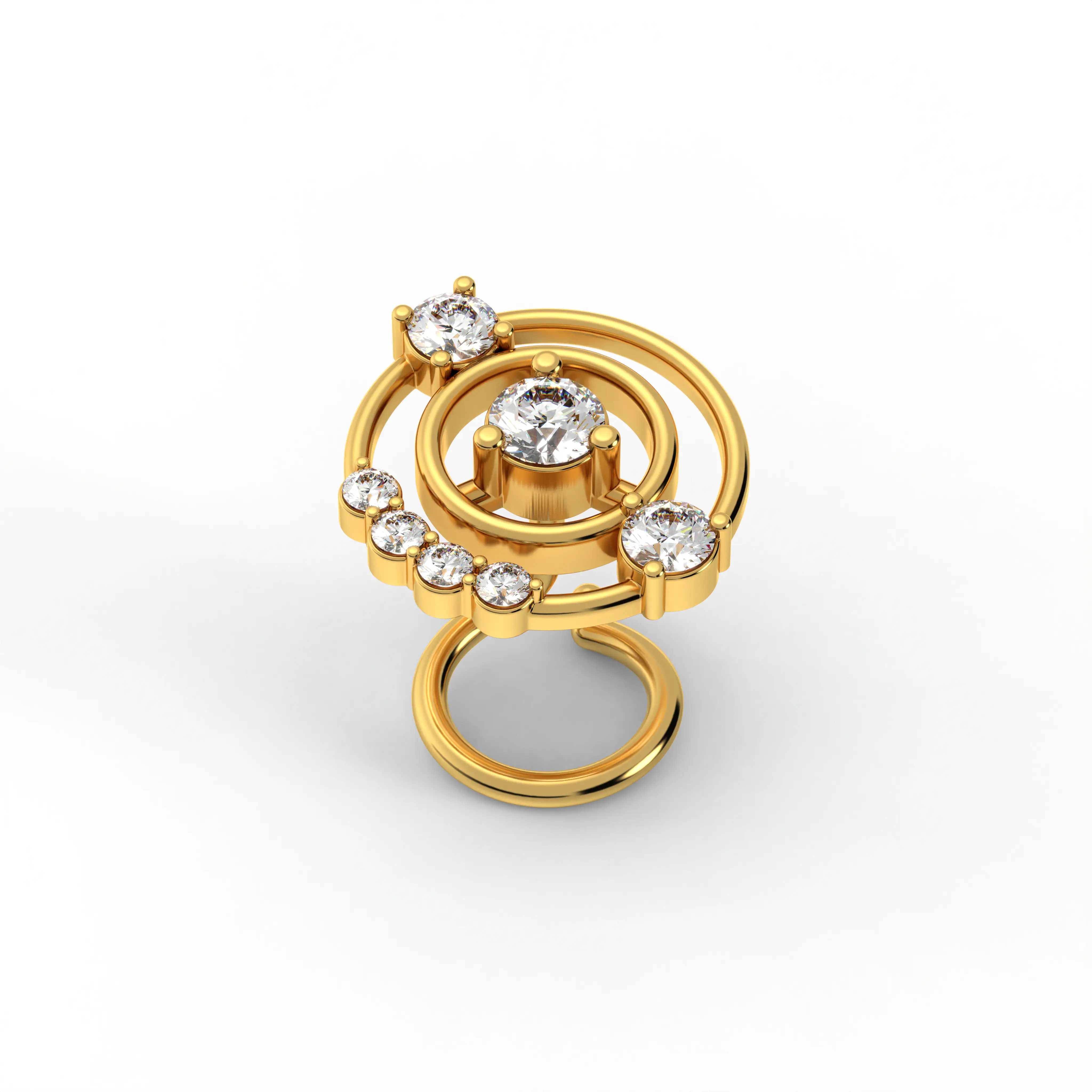Lab-Grown Diamond Nose Pin in 22K Yellow Gold – 0.17 Ct, 7 Diamonds, 0.9 g thumbnail