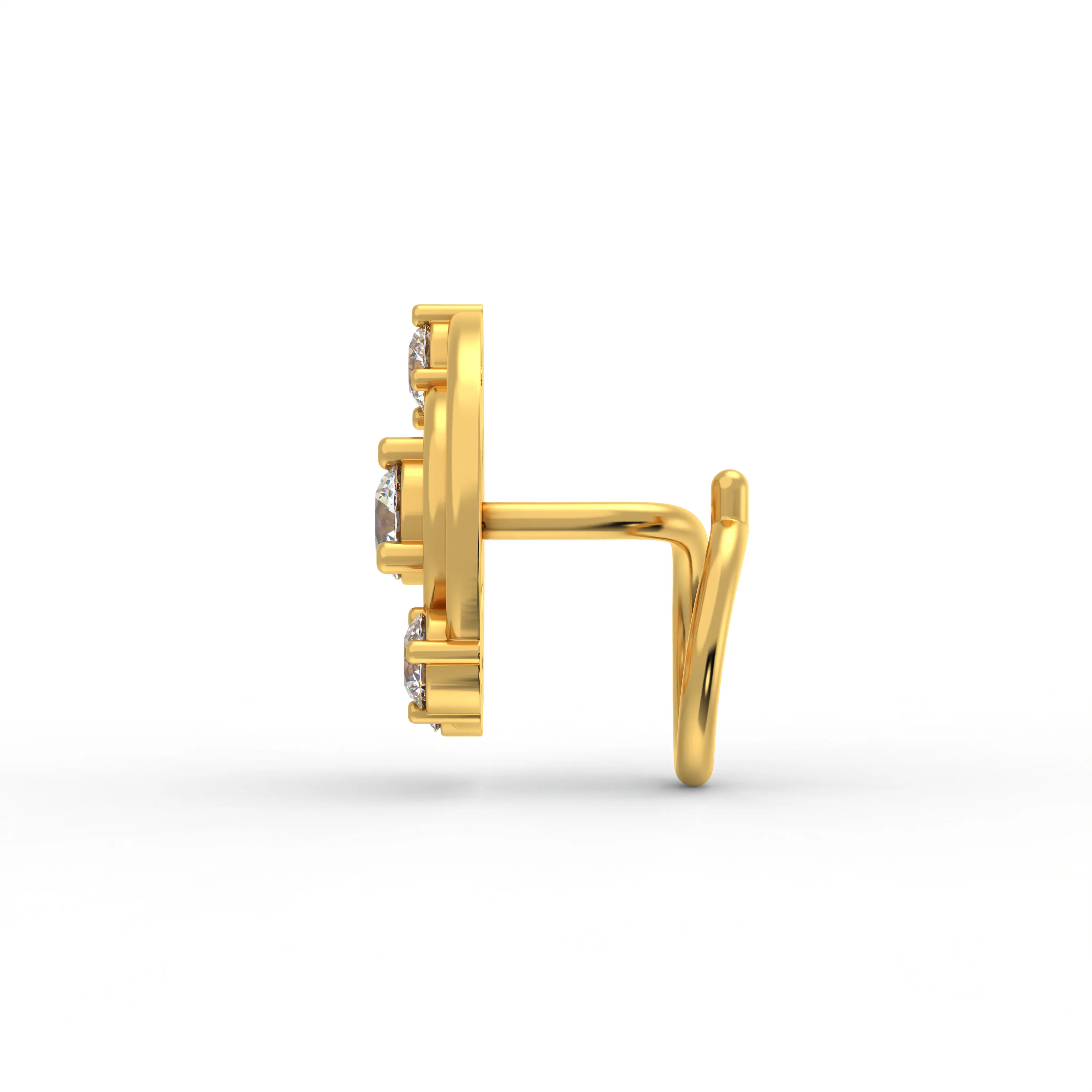 Lab-Grown Diamond Nose Pin in 22K Yellow Gold – 0.17 Ct, 7 Diamonds, 0.9 g thumbnail