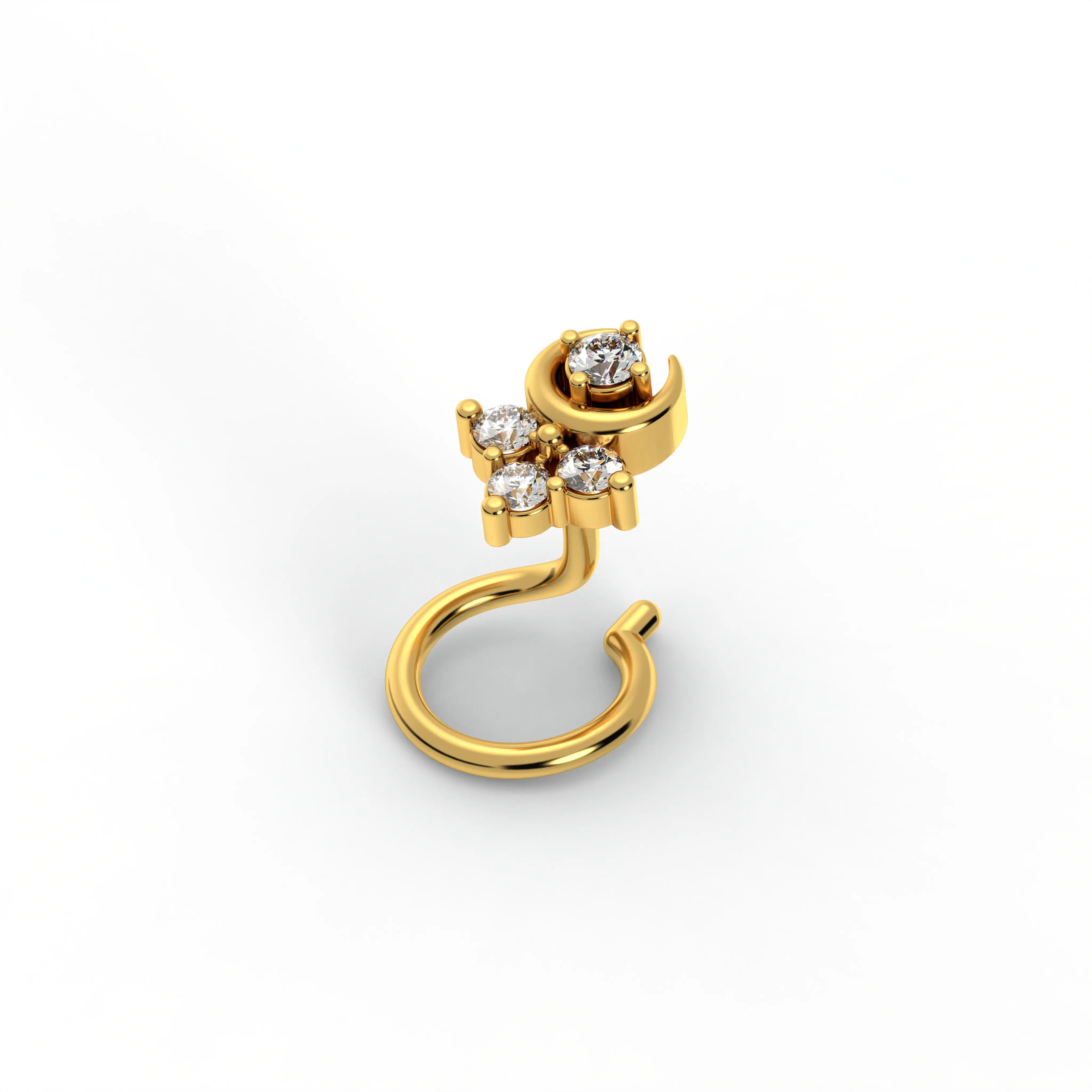 Lab-Grown Diamond Nose Pin in 22K Yellow Gold – 0.06 Ct, 4 Diamonds, 0.6 g thumbnail