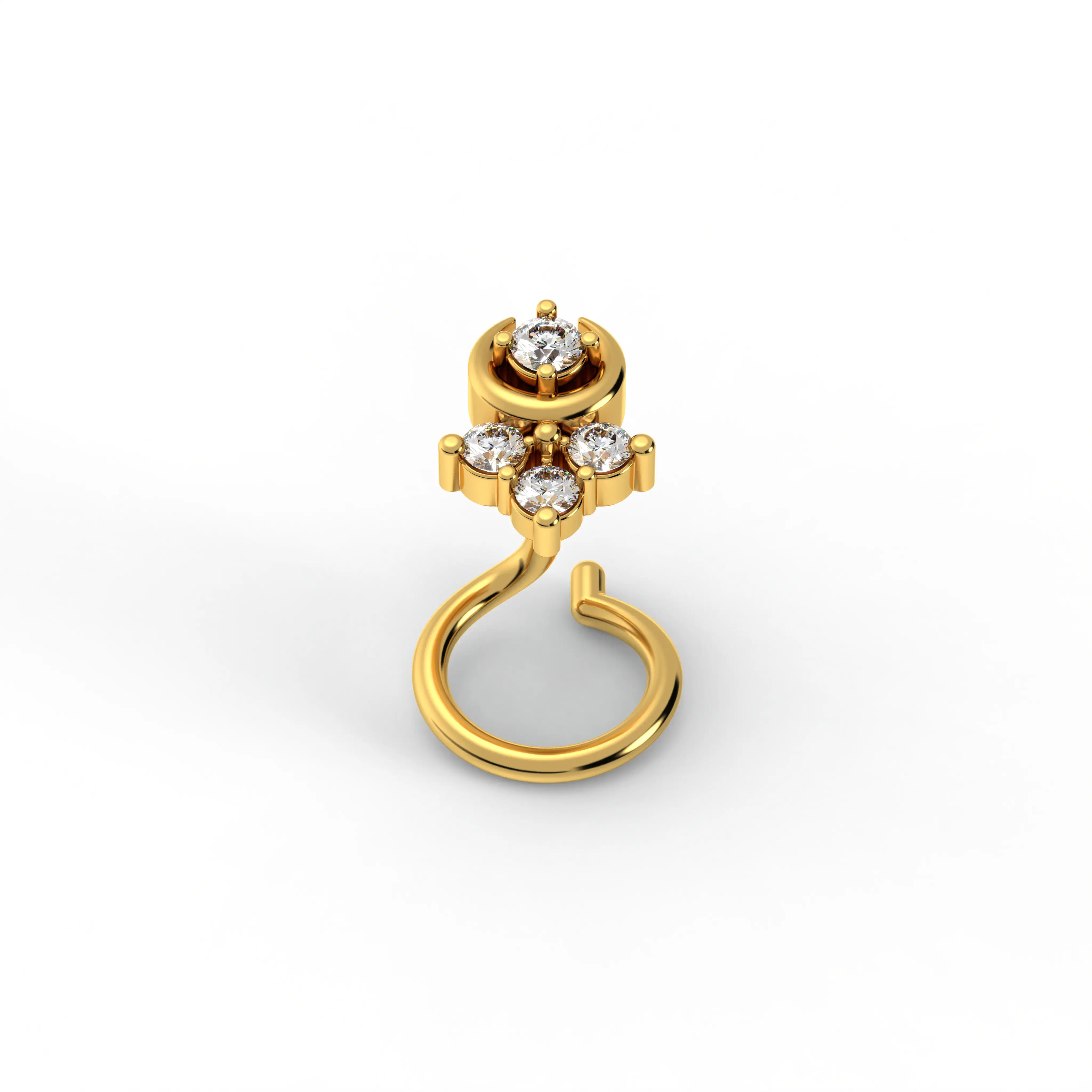 Lab-Grown Diamond Nose Pin in 22K Yellow Gold – 0.06 Ct, 4 Diamonds, 0.6 g thumbnail