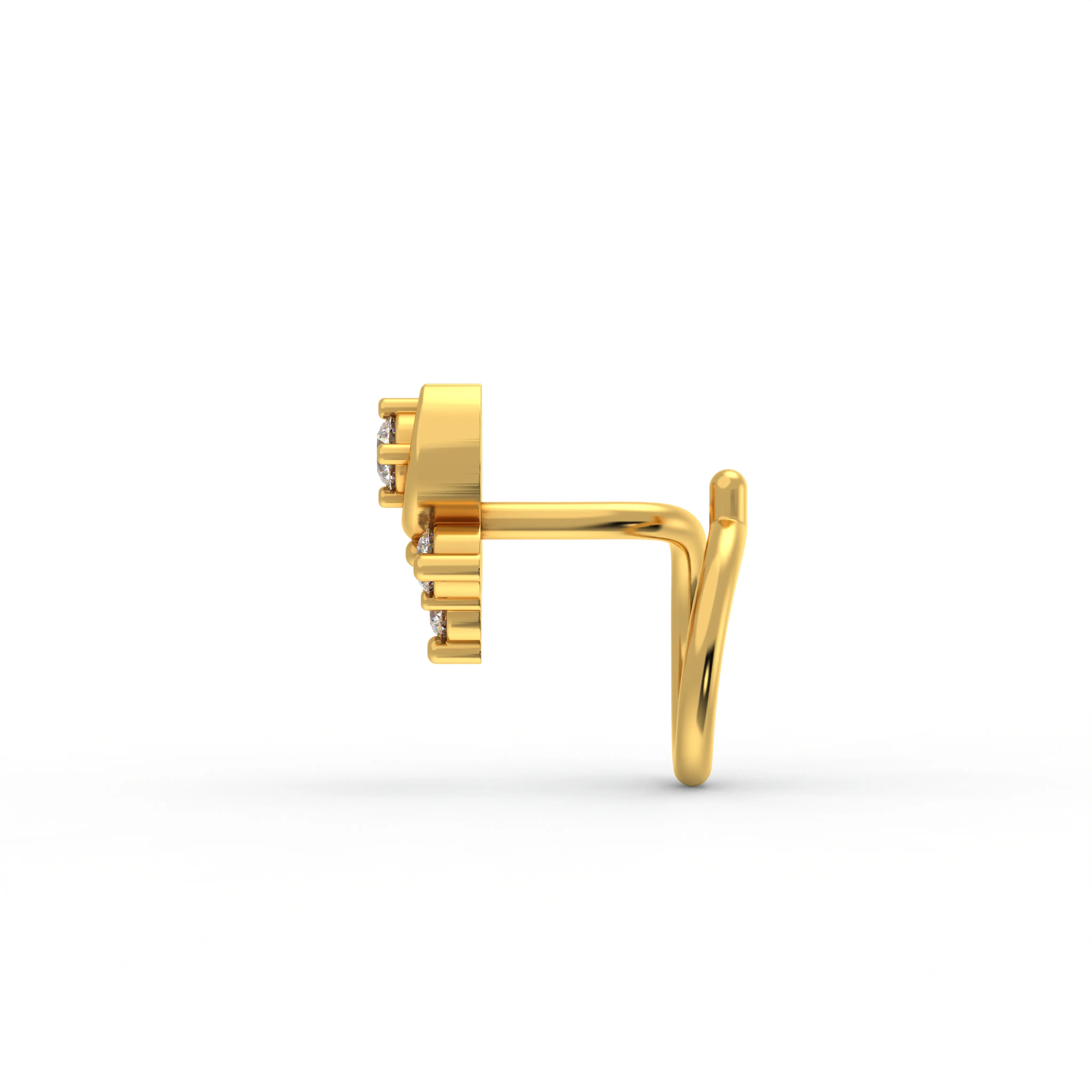 Lab-Grown Diamond Nose Pin in 22K Yellow Gold – 0.06 Ct, 4 Diamonds, 0.6 g thumbnail