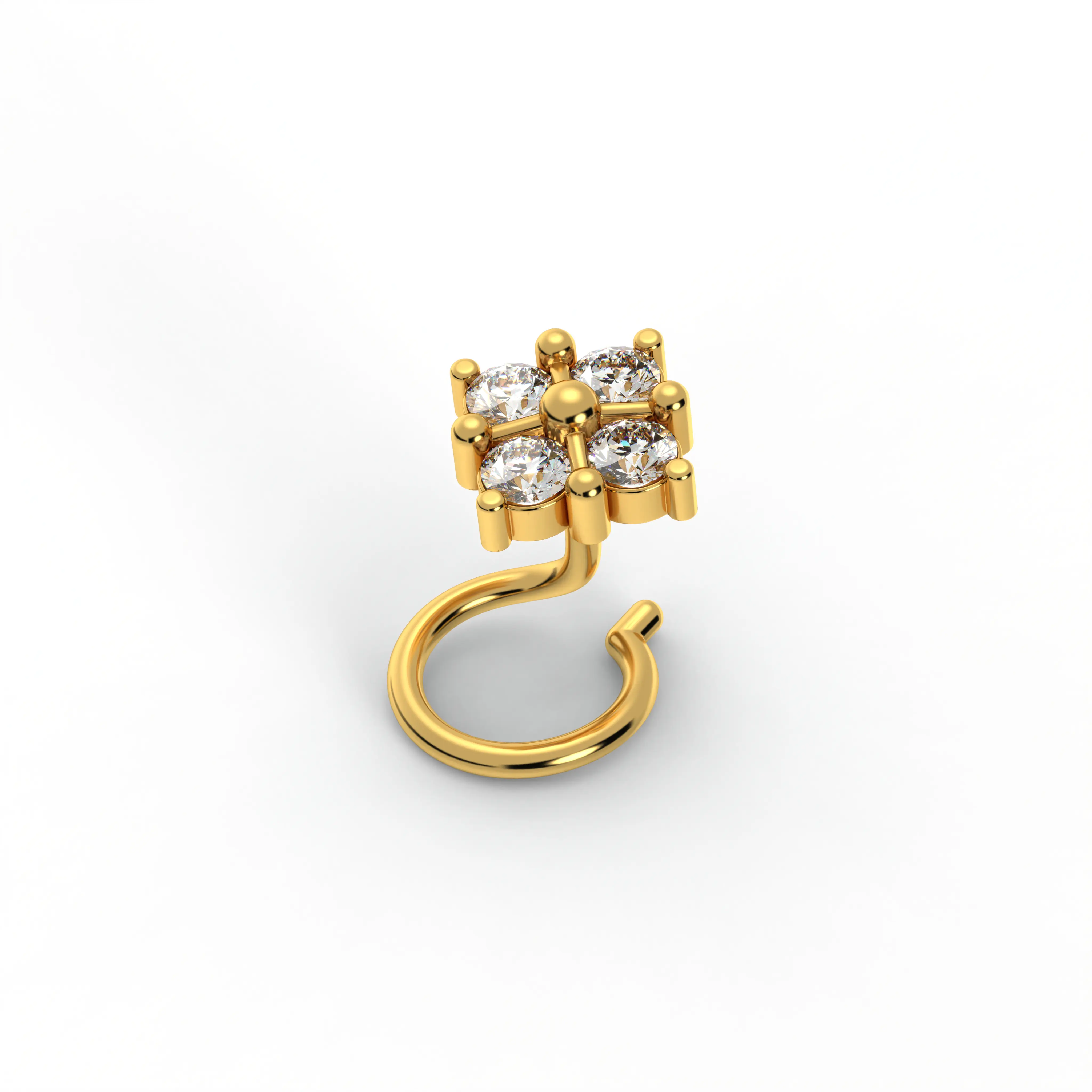 Lab-Grown Diamond Nose Pin in 22K Yellow Gold – 0.14 Ct, 4 Diamonds, 0.6 g thumbnail