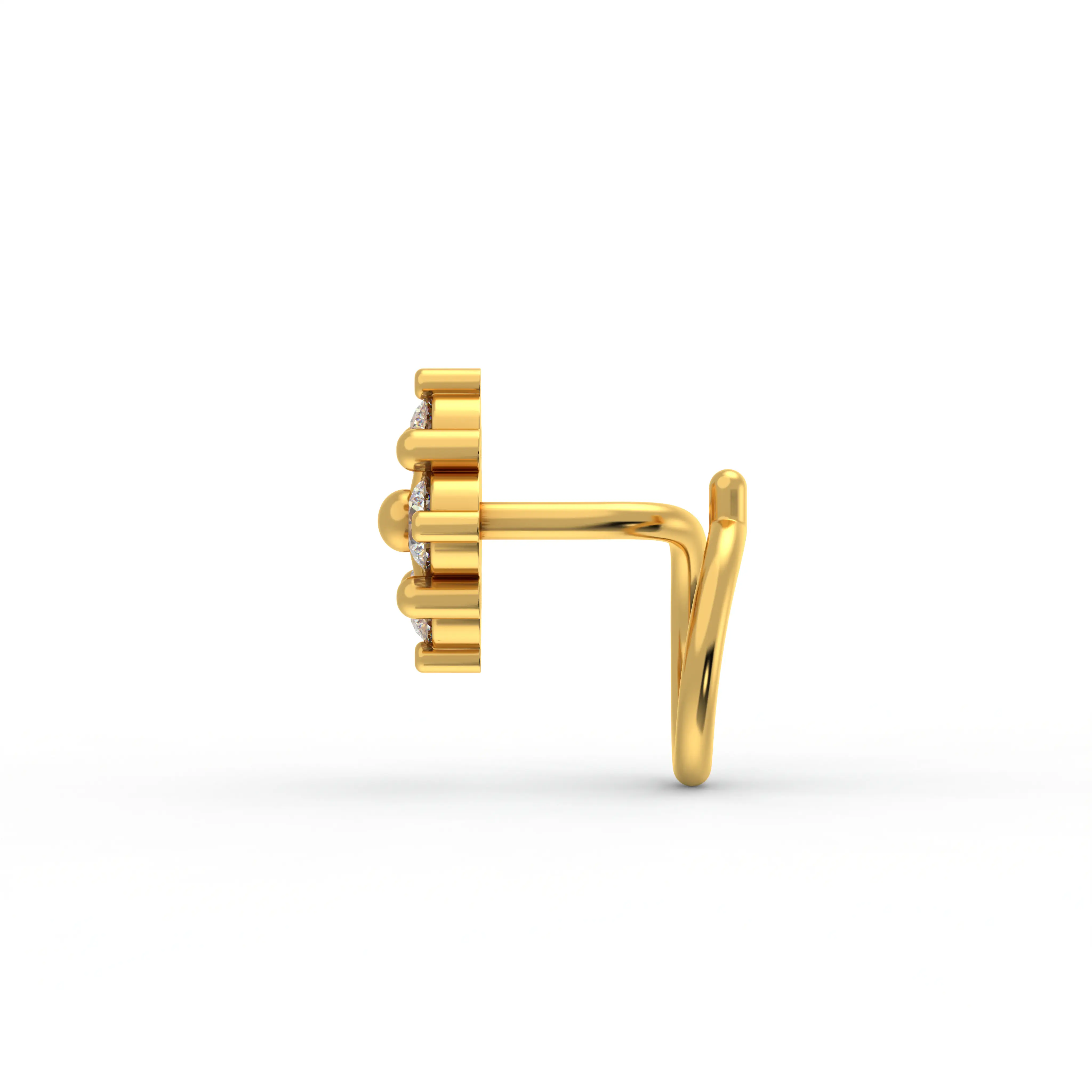 Lab-Grown Diamond Nose Pin in 22K Yellow Gold – 0.14 Ct, 4 Diamonds, 0.6 g thumbnail