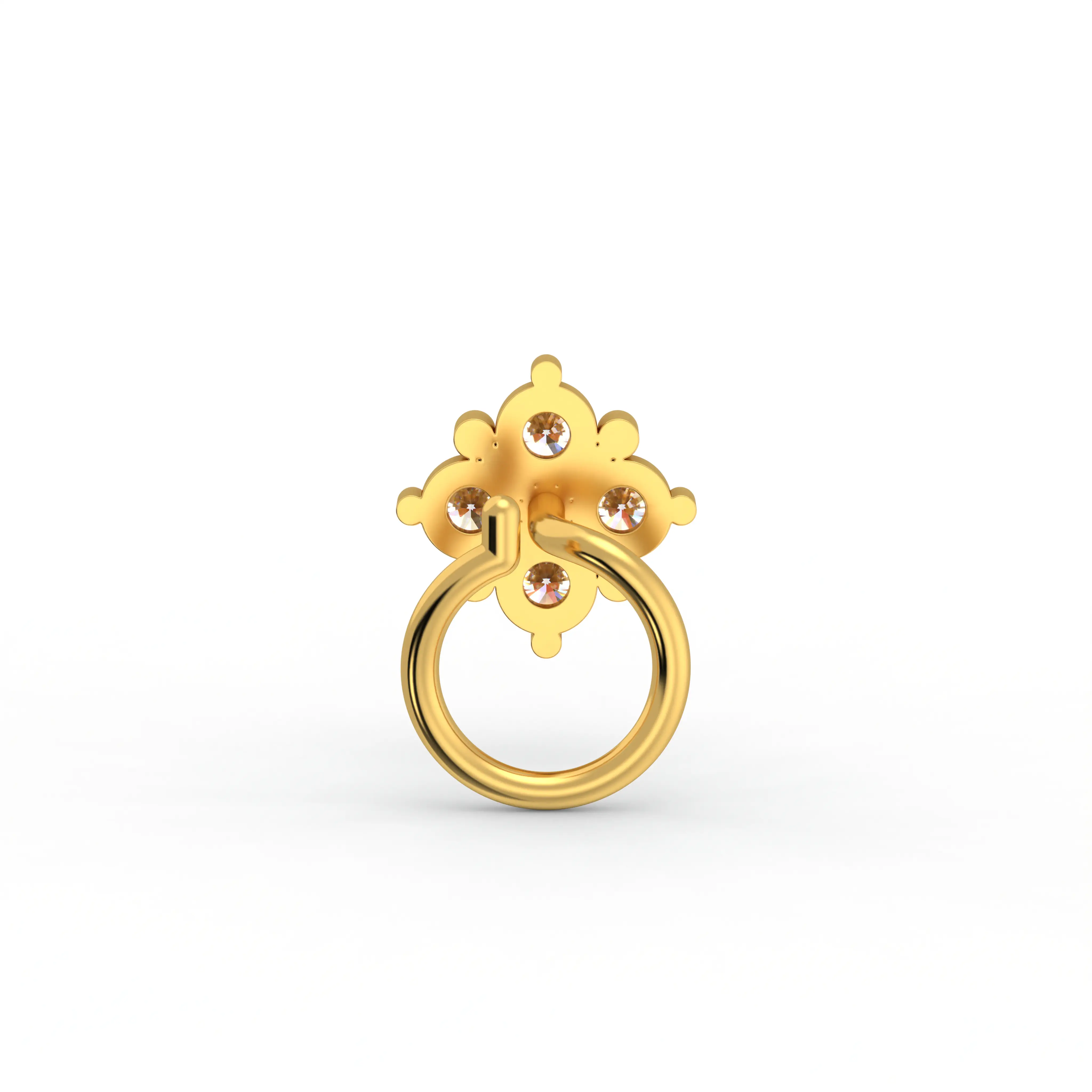 Lab-Grown Diamond Nose Pin in 22K Yellow Gold – 0.14 Ct, 4 Diamonds, 0.6 g thumbnail