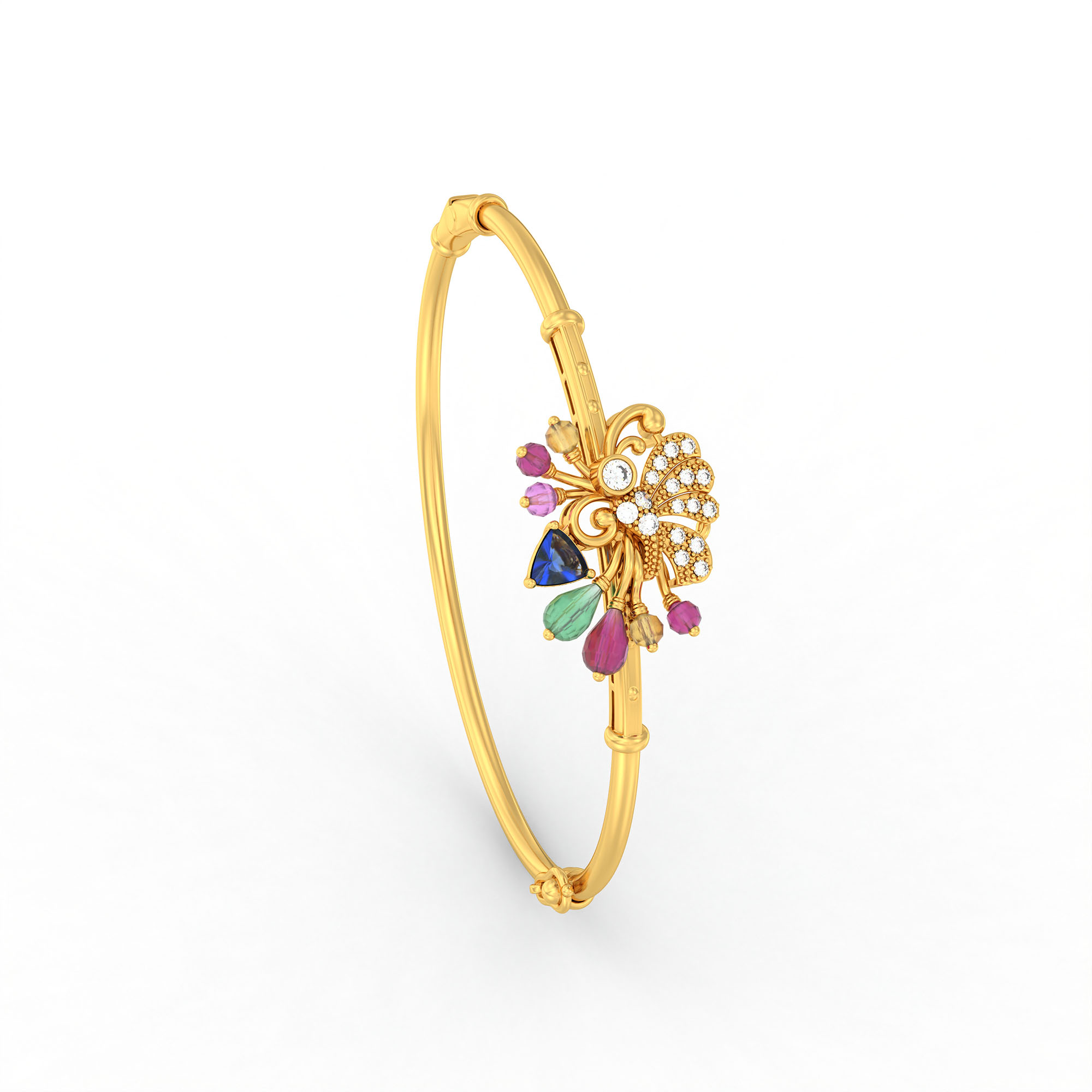 Lab-Grown Diamond Bangle in 22K Yellow Gold – 0.11 Ct, 18 Diamonds thumbnail