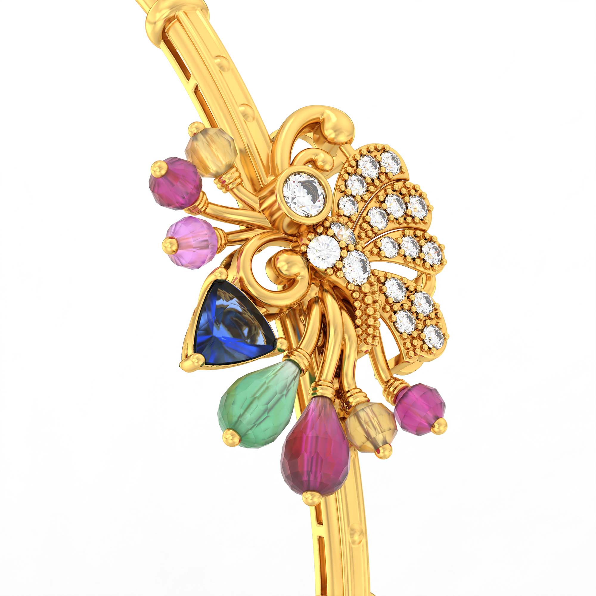 Lab-Grown Diamond Bangle in 22K Yellow Gold – 0.11 Ct, 18 Diamonds thumbnail