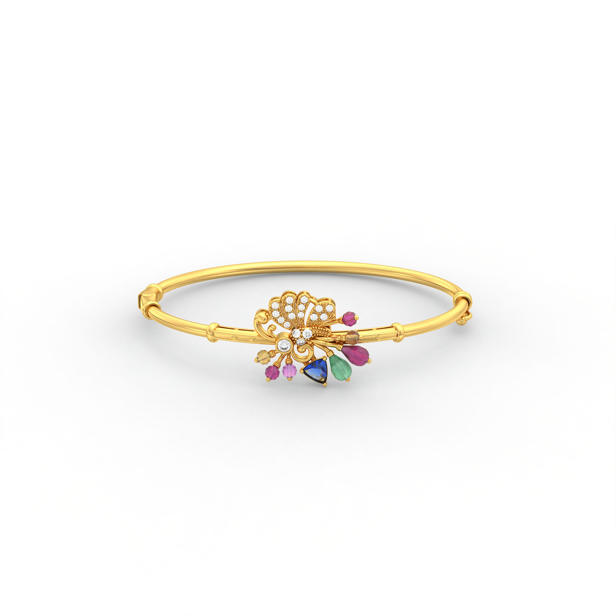Lab-Grown Diamond Bangle in 22K Yellow Gold – 0.11 Ct, 18 Diamonds thumbnail