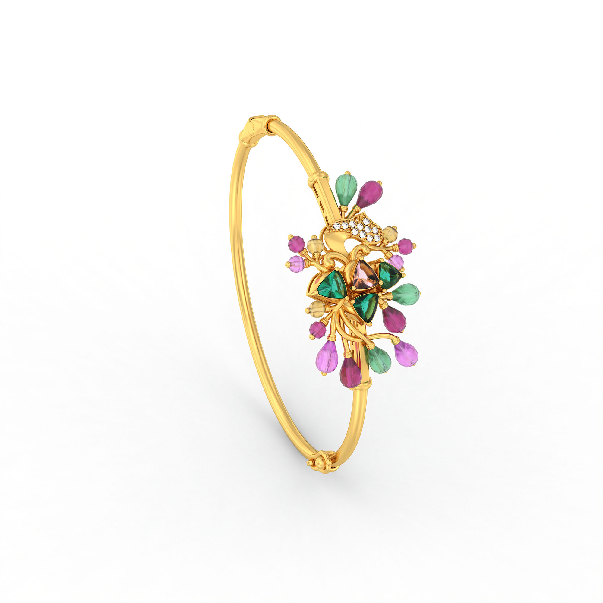 Lab-Grown Diamond Bangle in 22K Yellow Gold – 0.11 Ct, 11 Diamonds thumbnail