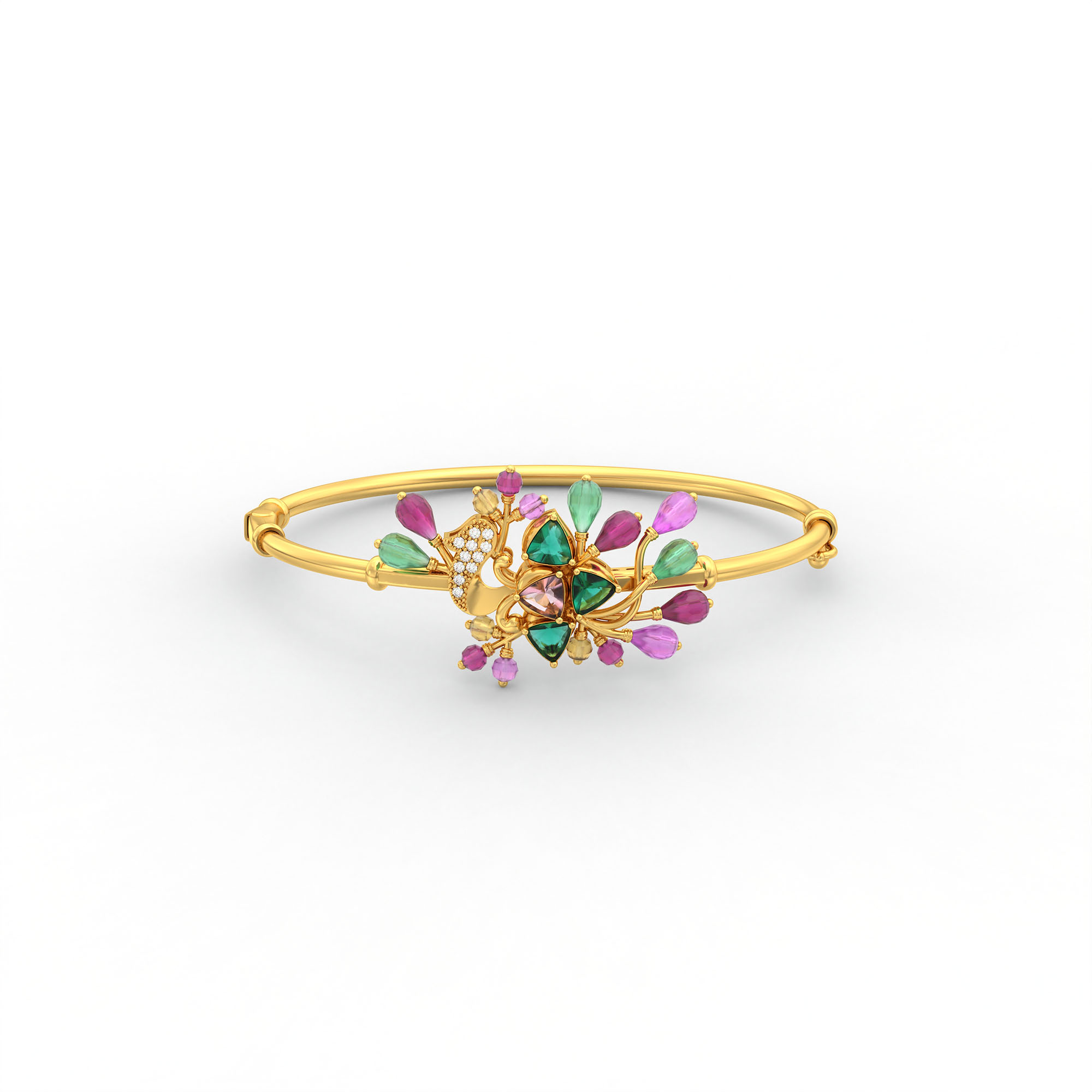 Lab-Grown Diamond Bangle in 22K Yellow Gold – 0.11 Ct, 11 Diamonds thumbnail