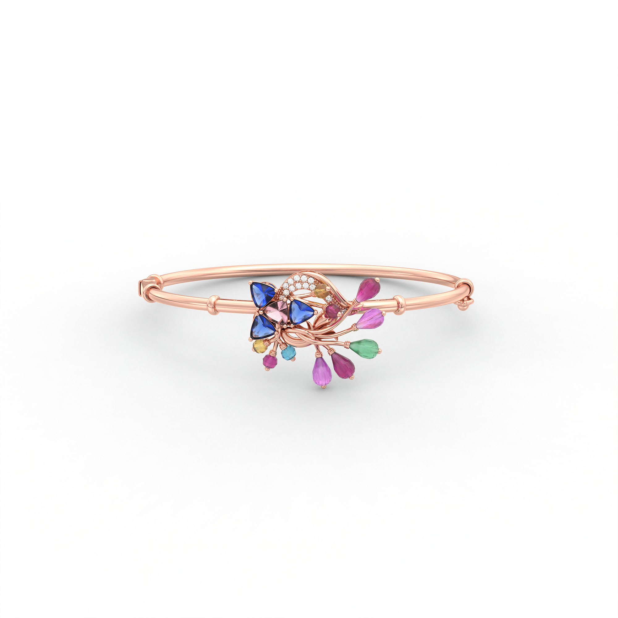 Lab-Grown Diamond Bangle in 18K Rose Gold – 0.11 Ct, 13 Diamonds thumbnail