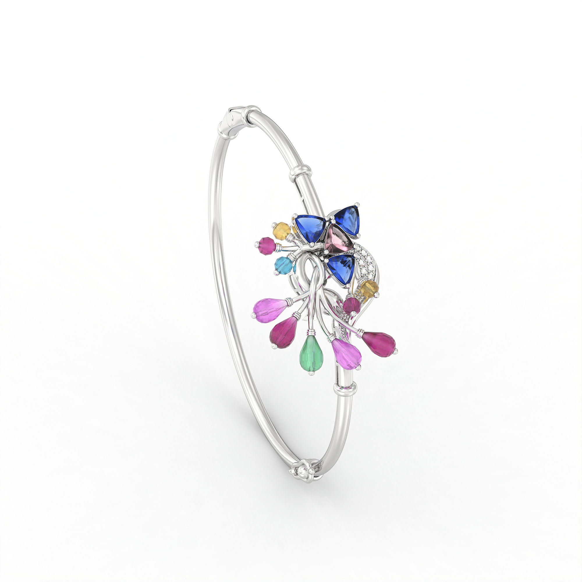Lab-Grown Diamond Bangle in 18K White Gold – 0.11 Ct, 13 Diamonds thumbnail