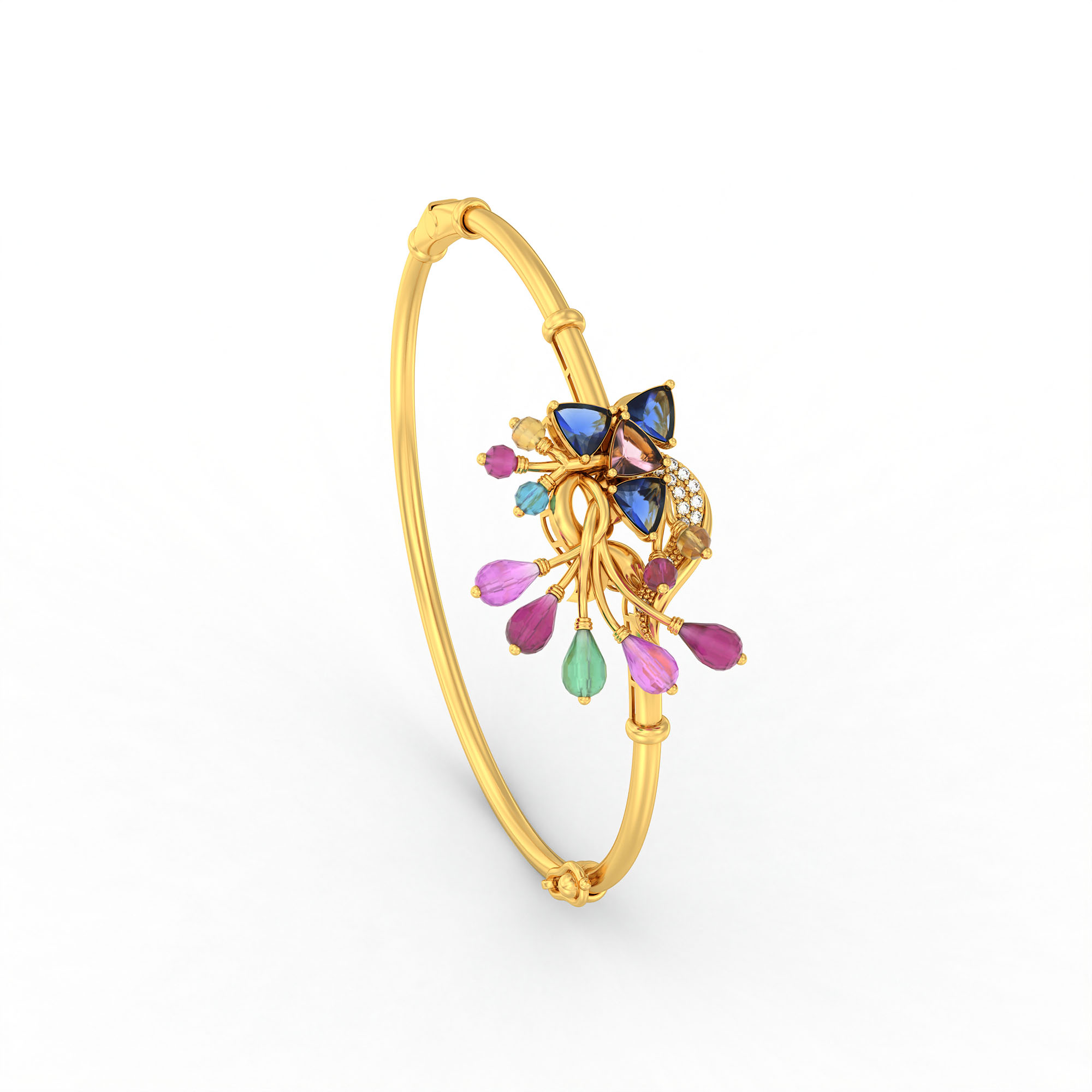 Lab-Grown Diamond Bangle in 22K Yellow Gold – 0.11 Ct, 13 Diamonds thumbnail