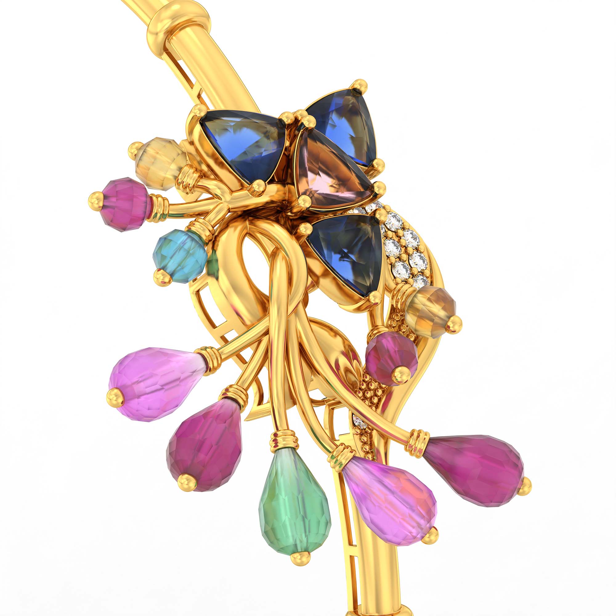Lab-Grown Diamond Bangle in 22K Yellow Gold – 0.11 Ct, 13 Diamonds thumbnail