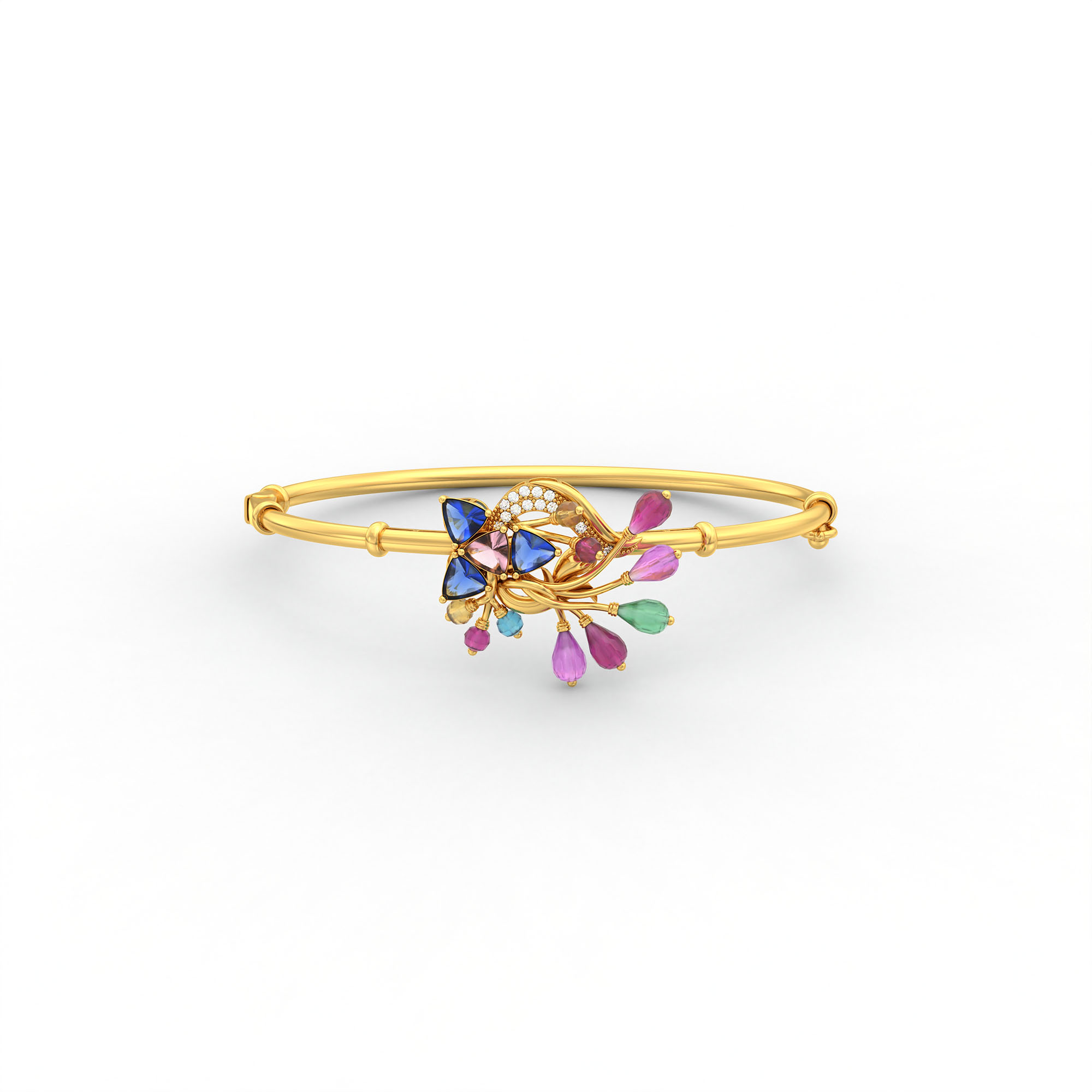Lab-Grown Diamond Bangle in 22K Yellow Gold – 0.11 Ct, 13 Diamonds thumbnail