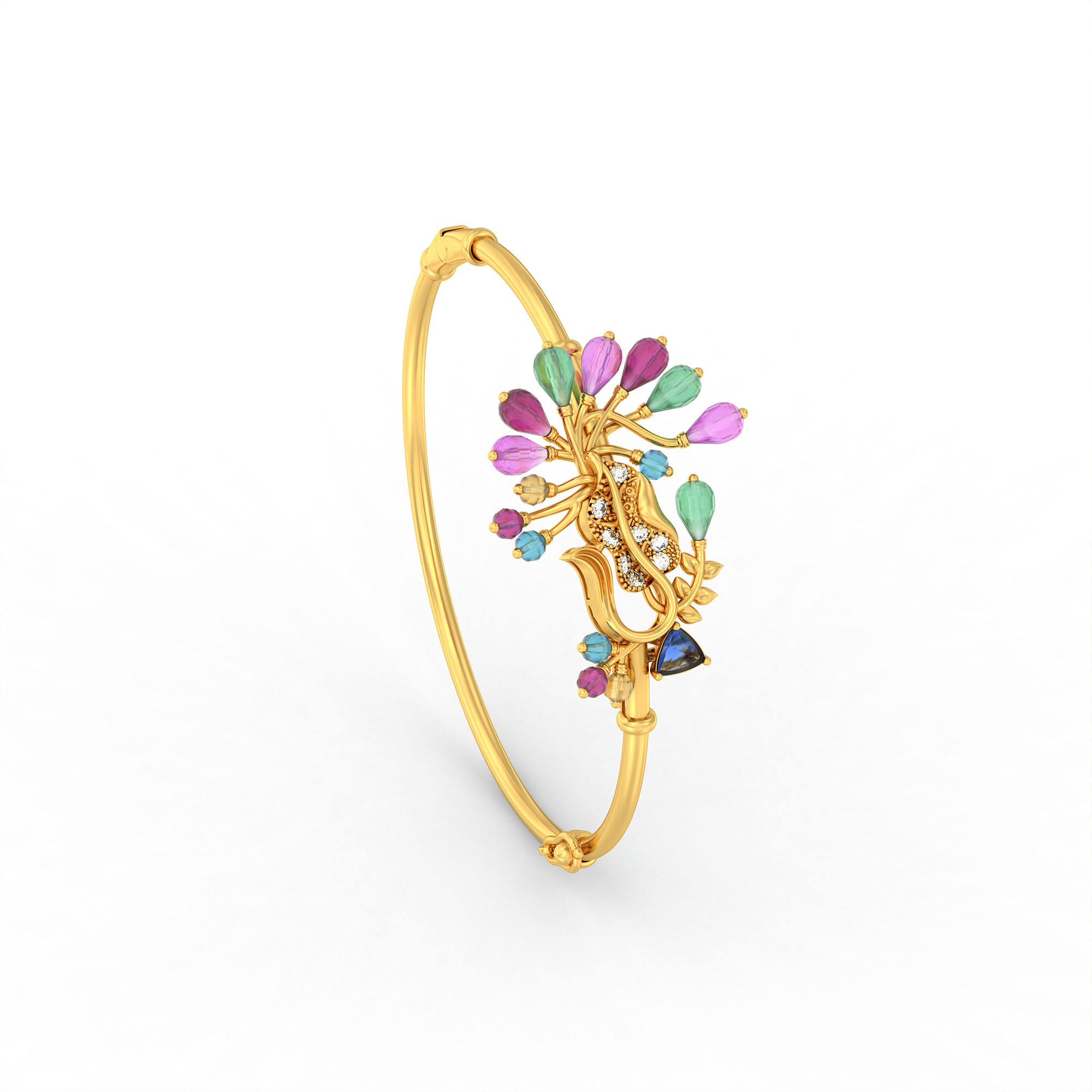 Lab-Grown Diamond Bangle in 22K Yellow Gold – 0.14 Ct, 8 Diamonds thumbnail
