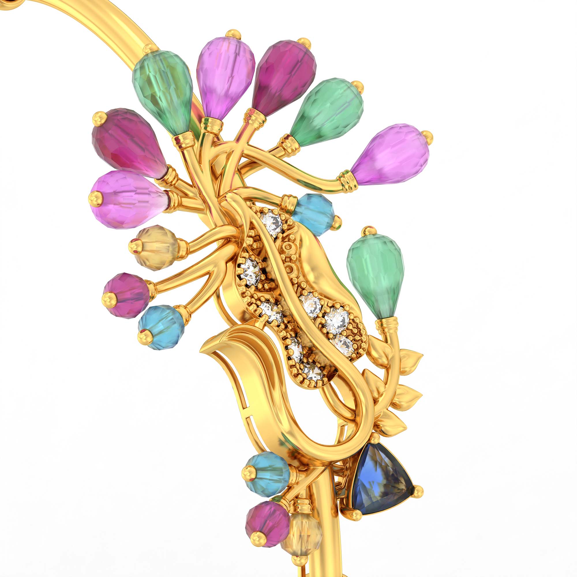 Lab-Grown Diamond Bangle in 22K Yellow Gold – 0.14 Ct, 8 Diamonds thumbnail