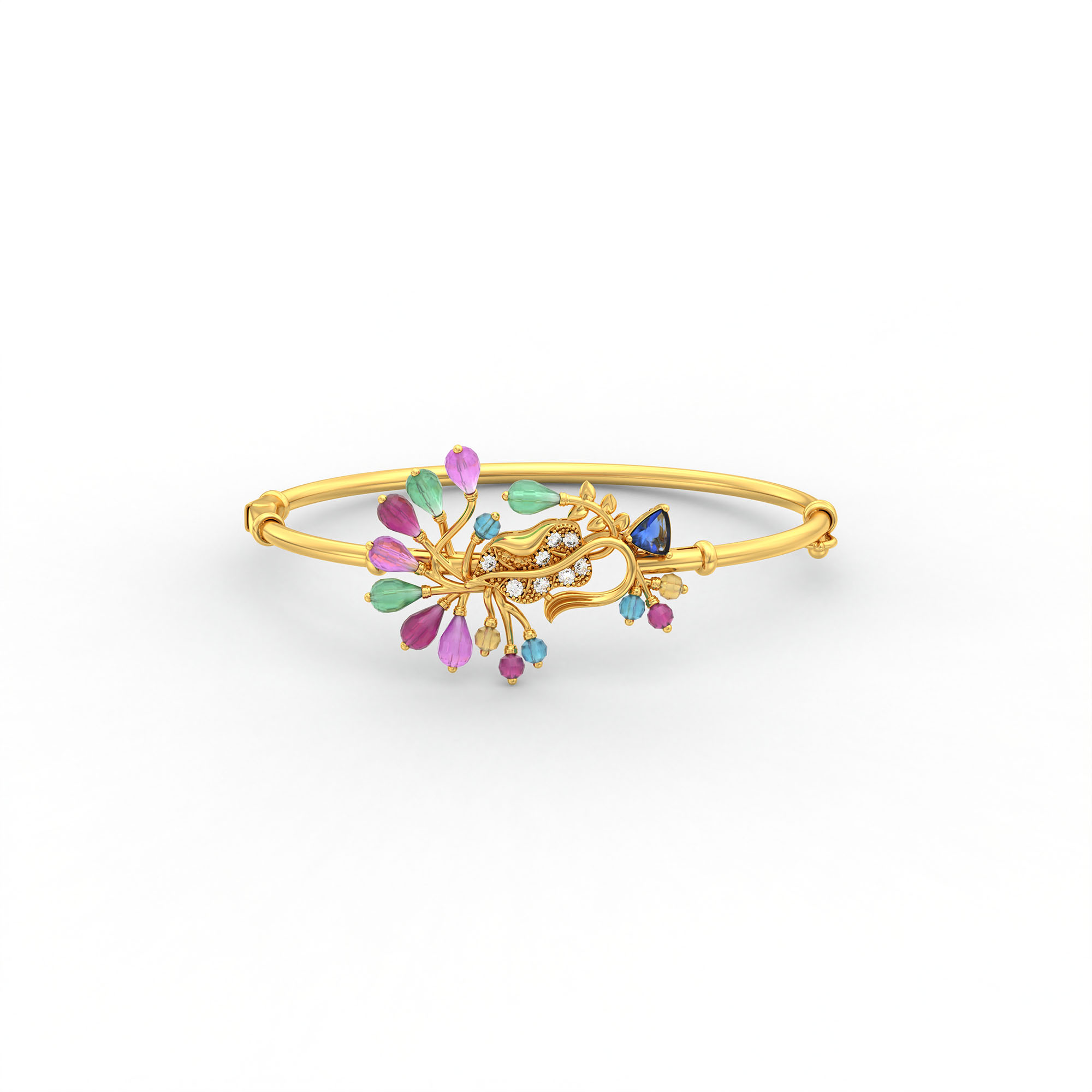 Lab-Grown Diamond Bangle in 22K Yellow Gold – 0.14 Ct, 8 Diamonds thumbnail