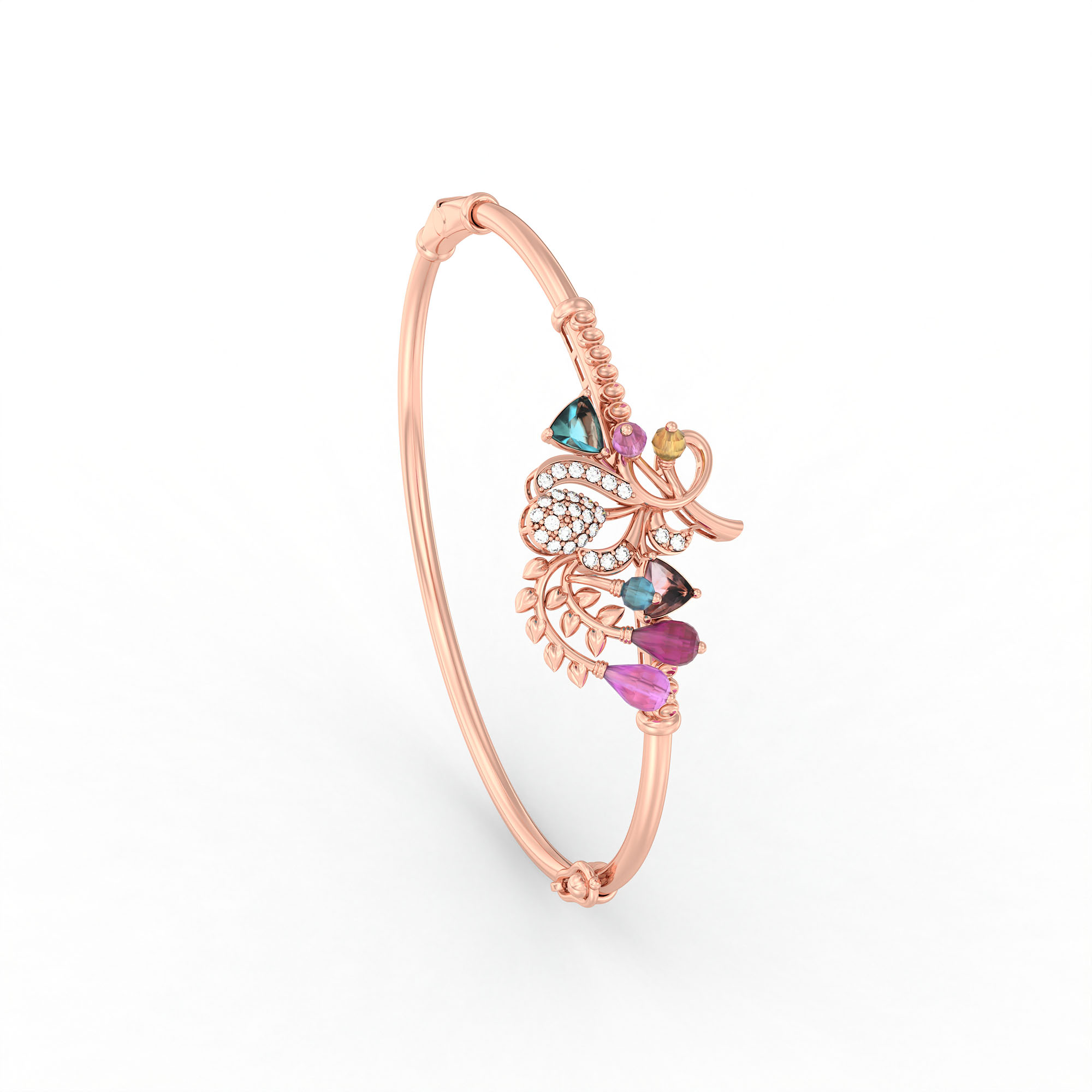 Lab-Grown Diamond Bangle in 18K Rose Gold – 0.01 Ct, 28 Diamonds thumbnail