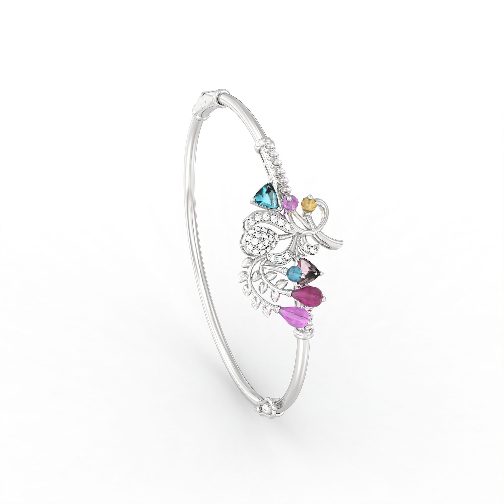 Lab-Grown Diamond Bangle in 18K White Gold – 0.01 Ct, 28 Diamonds thumbnail