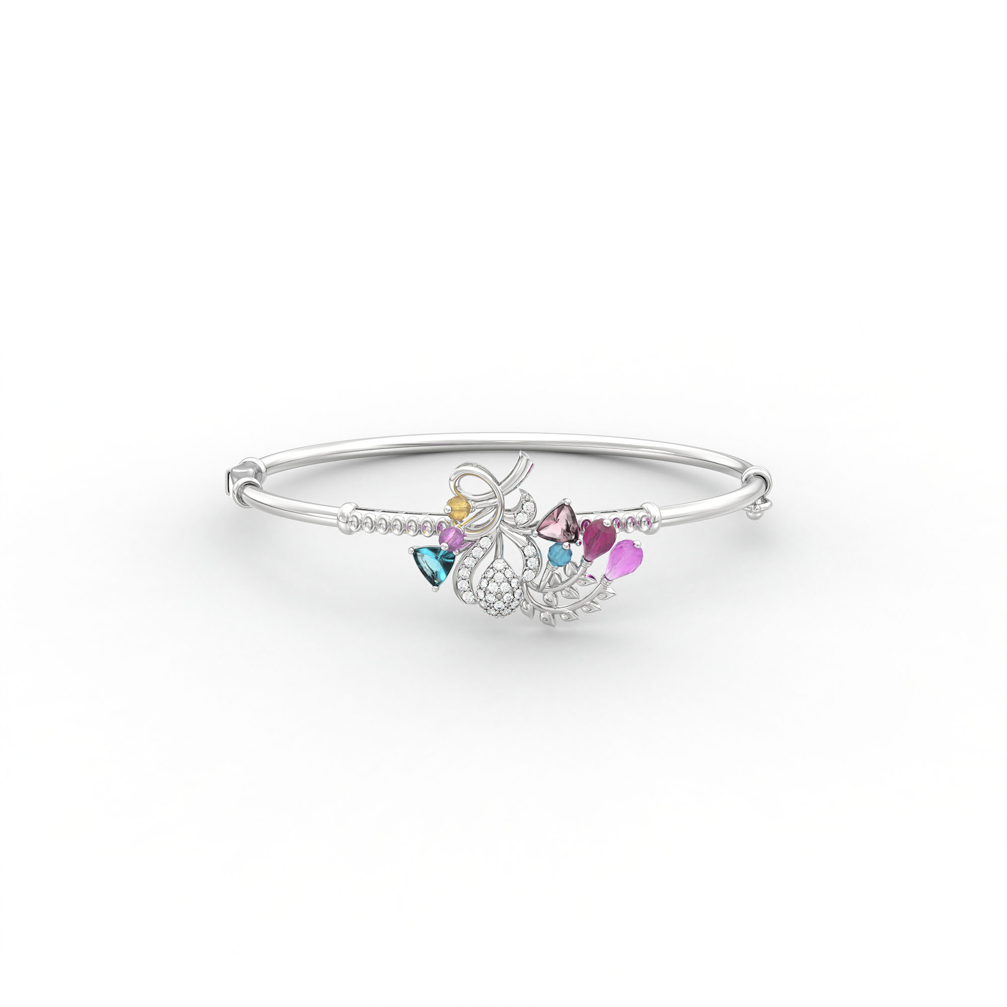 Lab-Grown Diamond Bangle in 18K White Gold – 0.01 Ct, 28 Diamonds thumbnail