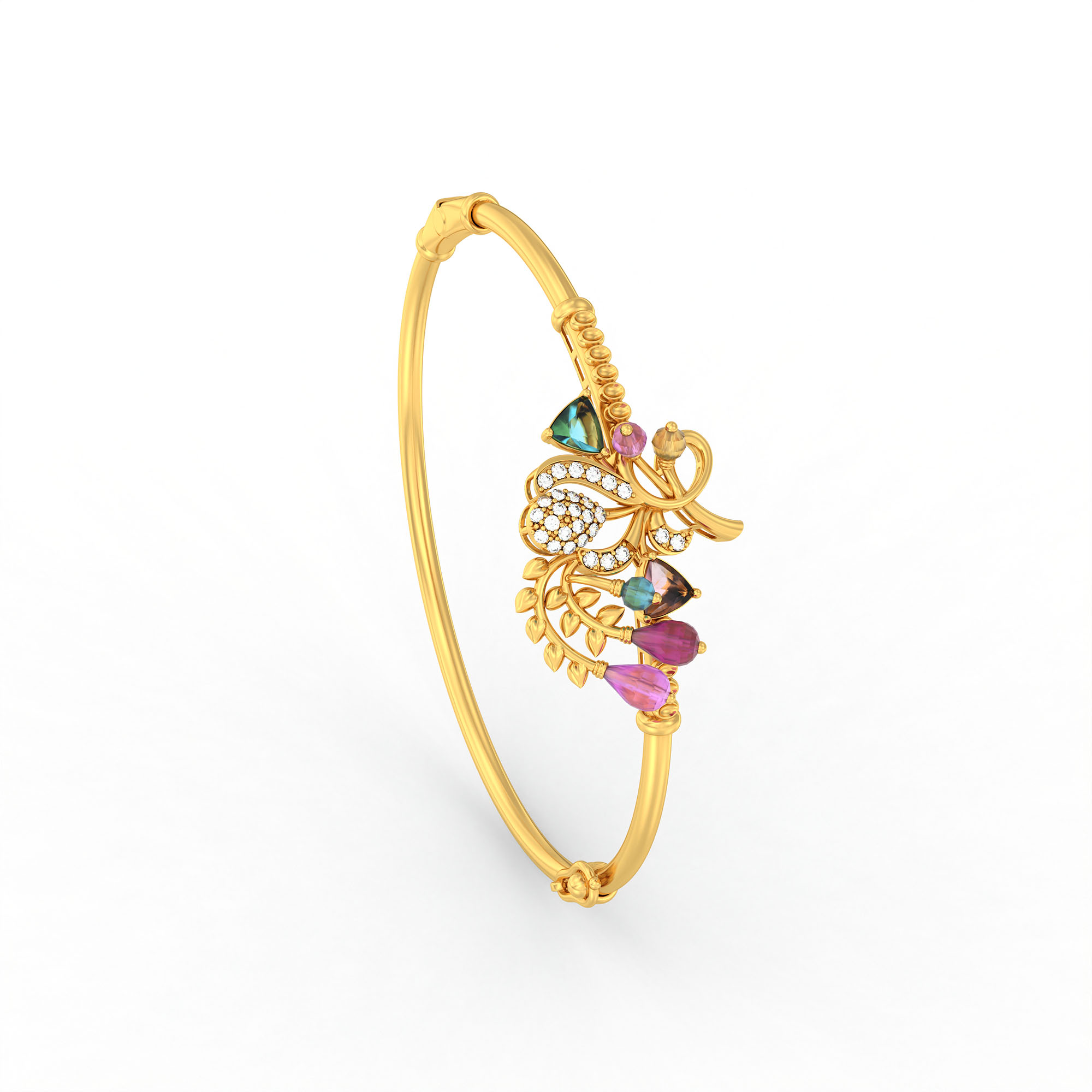 Lab-Grown Diamond Bangle in 22K Yellow Gold – 0.01 Ct, 28 Diamonds thumbnail