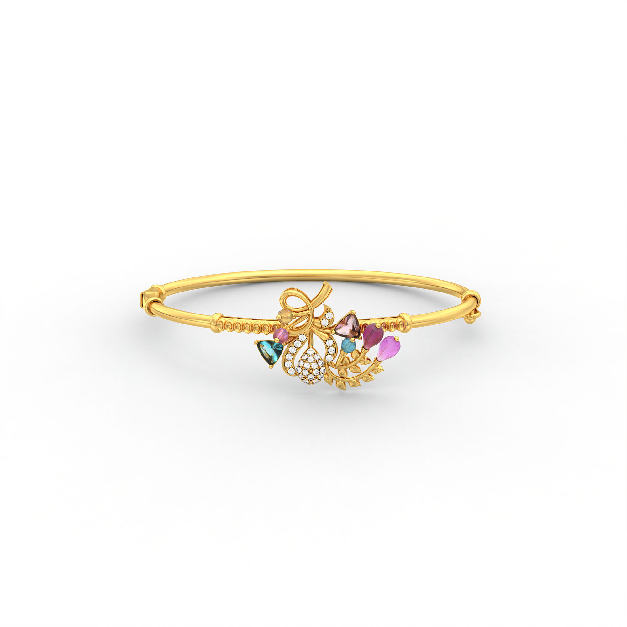 Lab-Grown Diamond Bangle in 22K Yellow Gold – 0.01 Ct, 28 Diamonds thumbnail