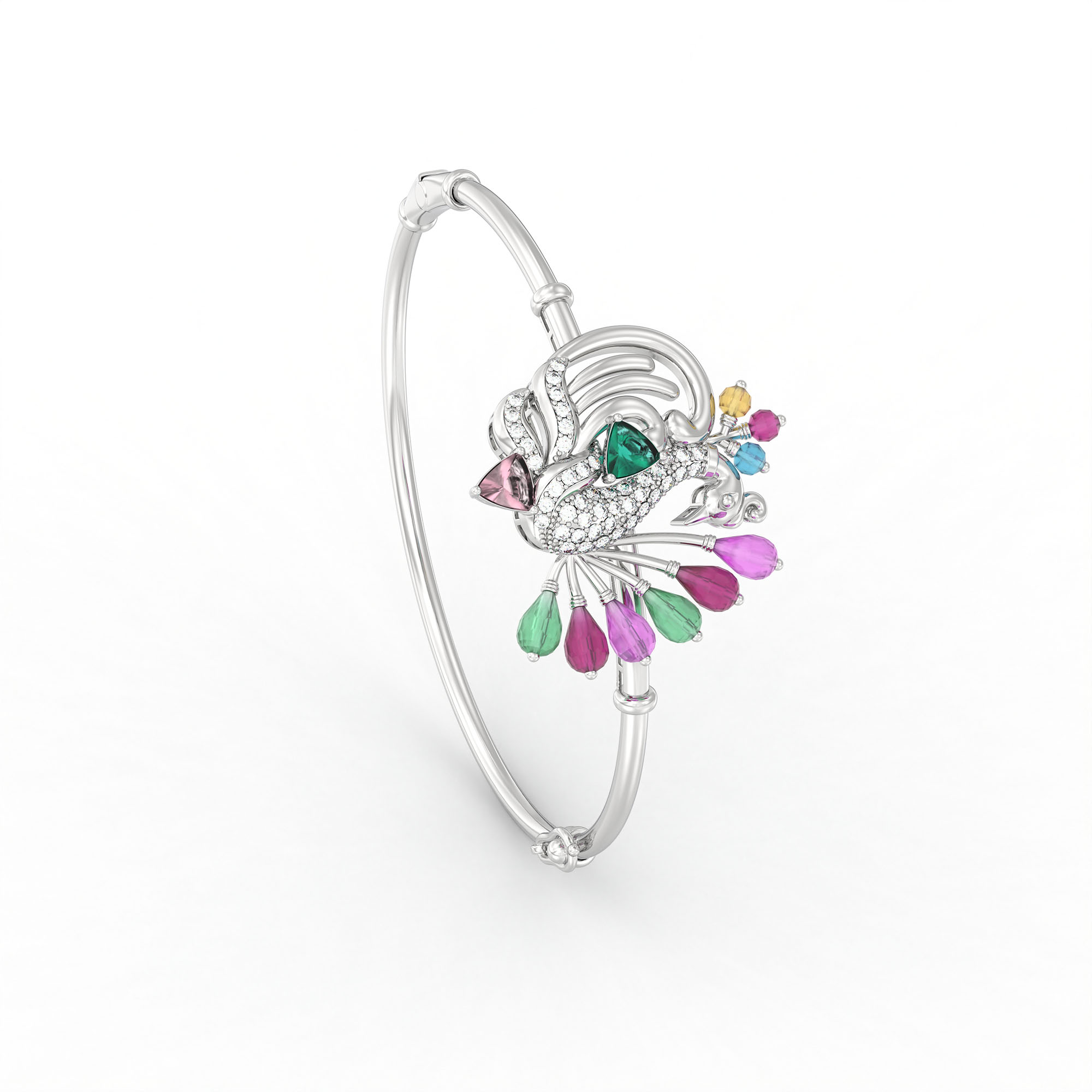 Lab-Grown Diamond Bangle in 18K White Gold – 0.22 Ct, 46 Diamonds thumbnail