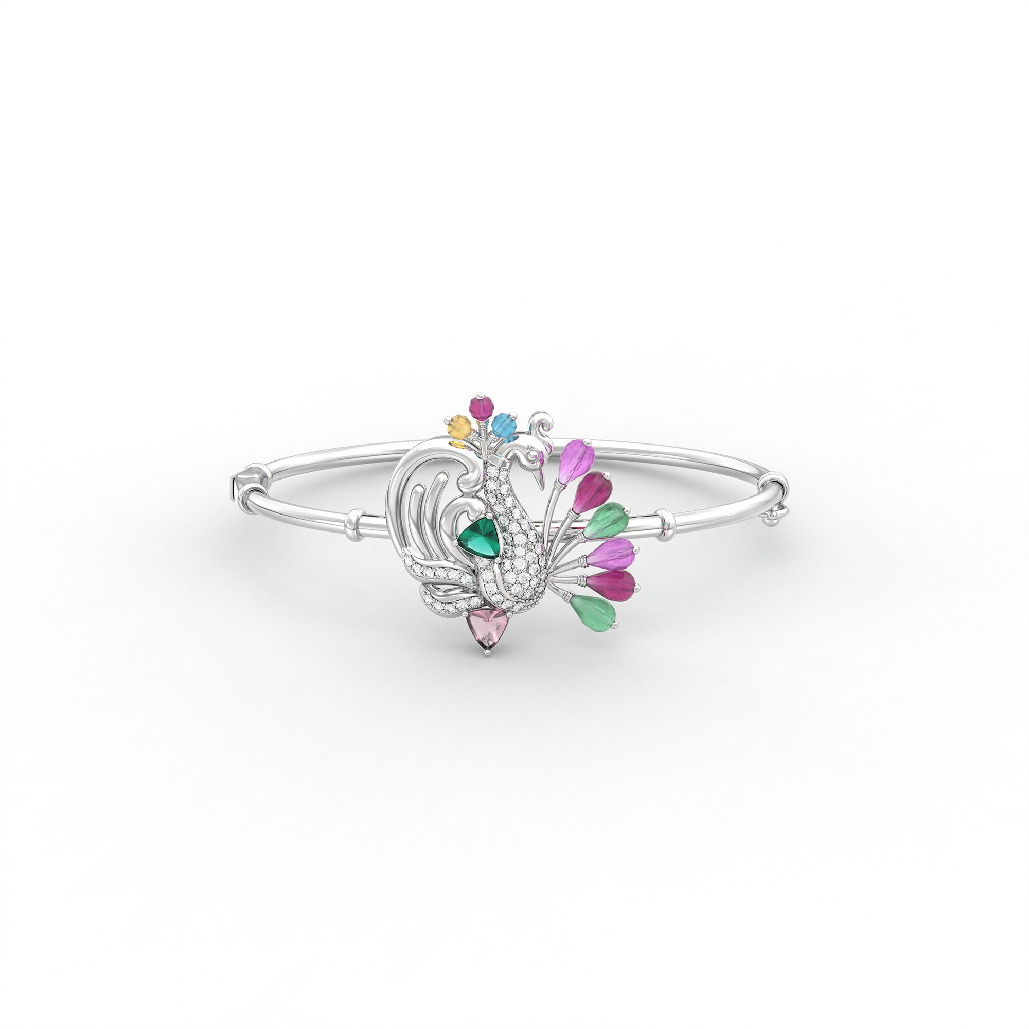 Lab-Grown Diamond Bangle in 18K White Gold – 0.22 Ct, 46 Diamonds thumbnail