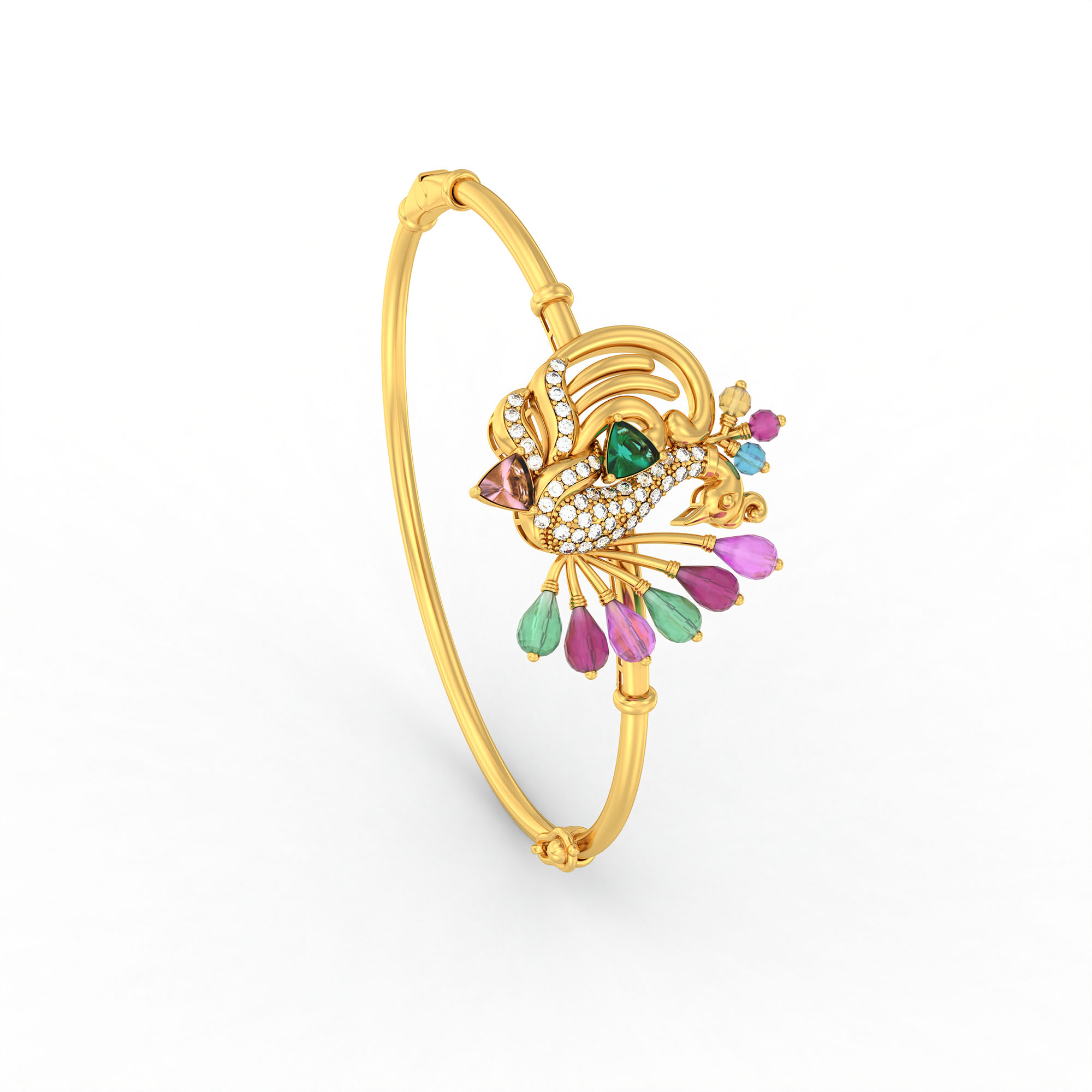 Lab-Grown Diamond Bangle in 22K Yellow Gold – 0.22 Ct, 46 Diamonds thumbnail