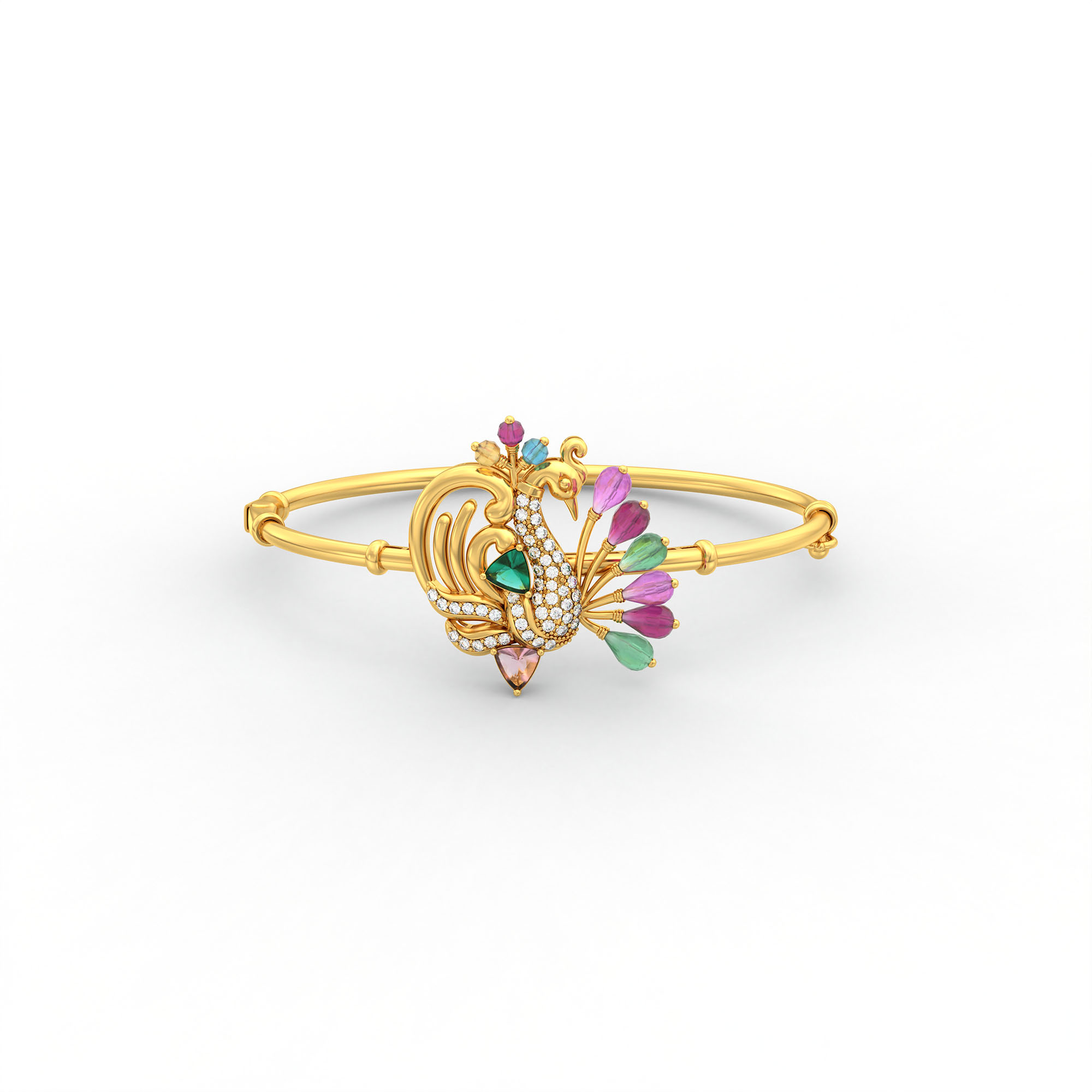 Lab-Grown Diamond Bangle in 22K Yellow Gold – 0.22 Ct, 46 Diamonds thumbnail