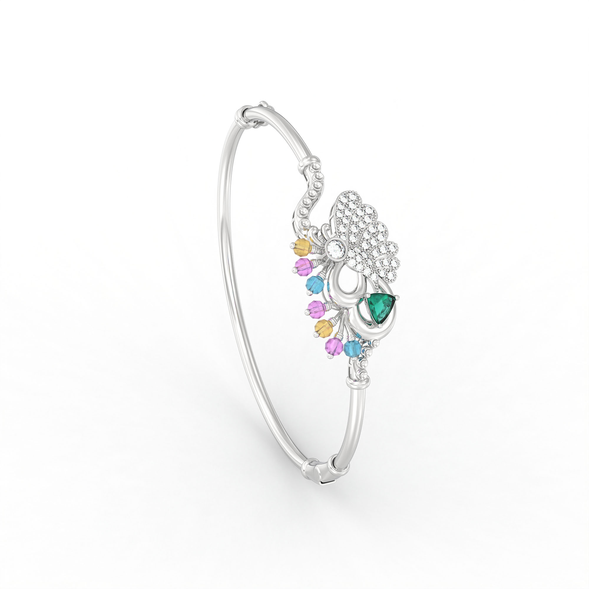 Lab-Grown Diamond Bangle in 18K White Gold – 0.11 Ct, 40 Diamonds thumbnail