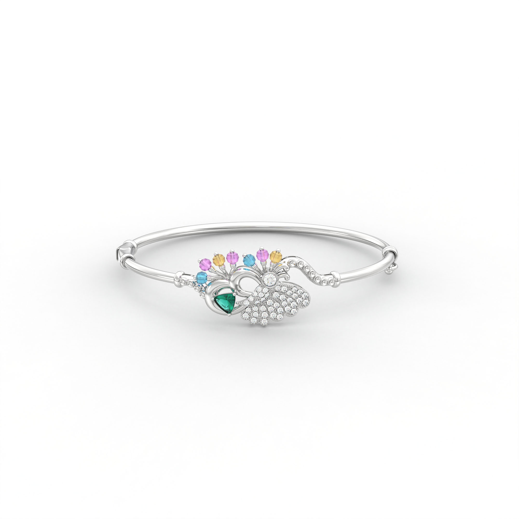Lab-Grown Diamond Bangle in 18K White Gold – 0.11 Ct, 40 Diamonds thumbnail