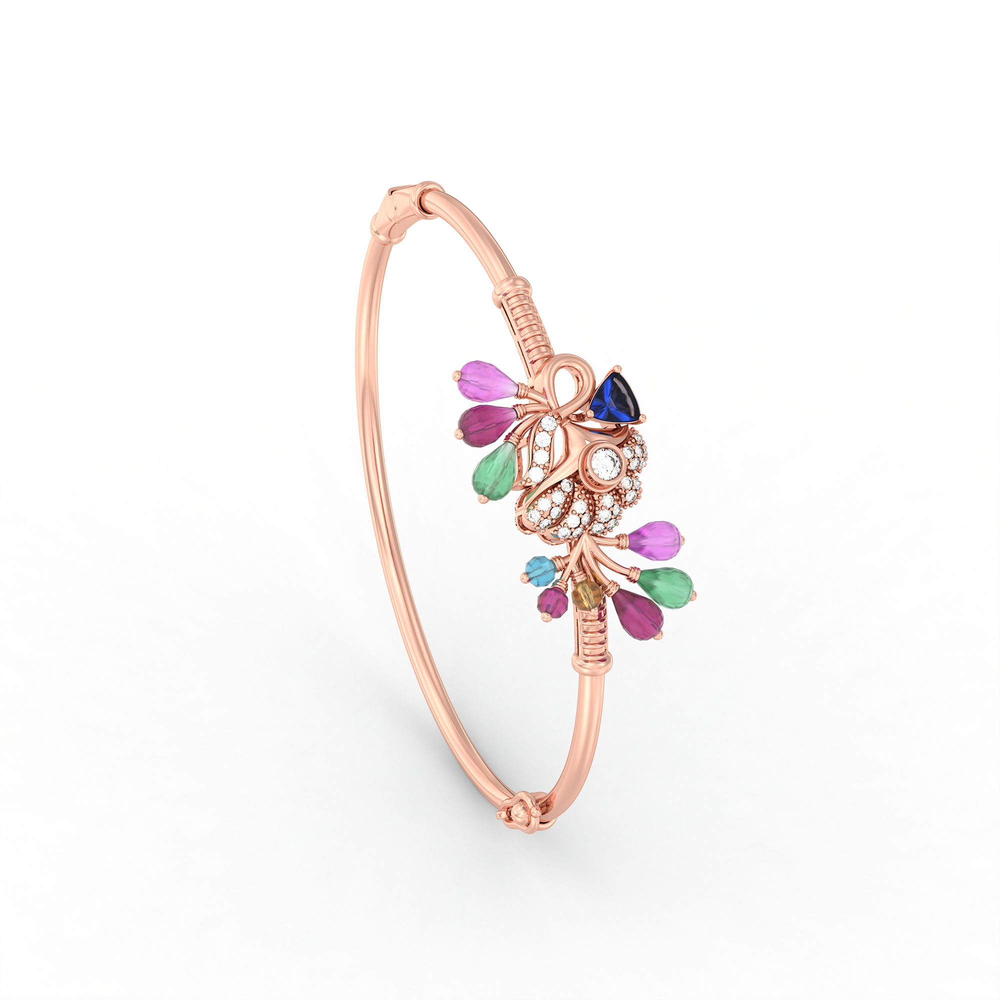 Lab-Grown Diamond Bangle in 18K Rose Gold – 0.06 Ct, 30 Diamonds thumbnail